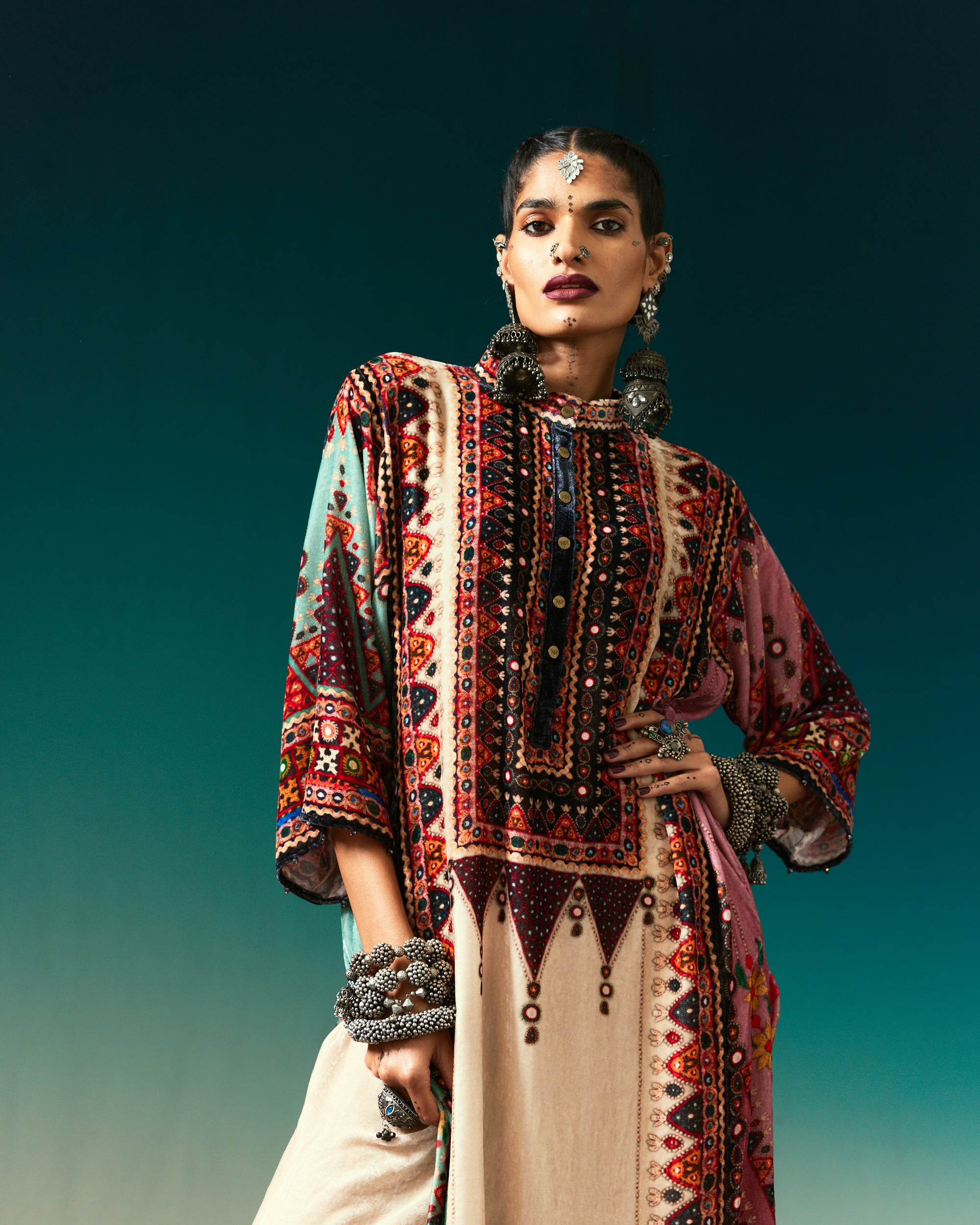 Kutch : Ghazala - Eggshell/Rose/Aqua