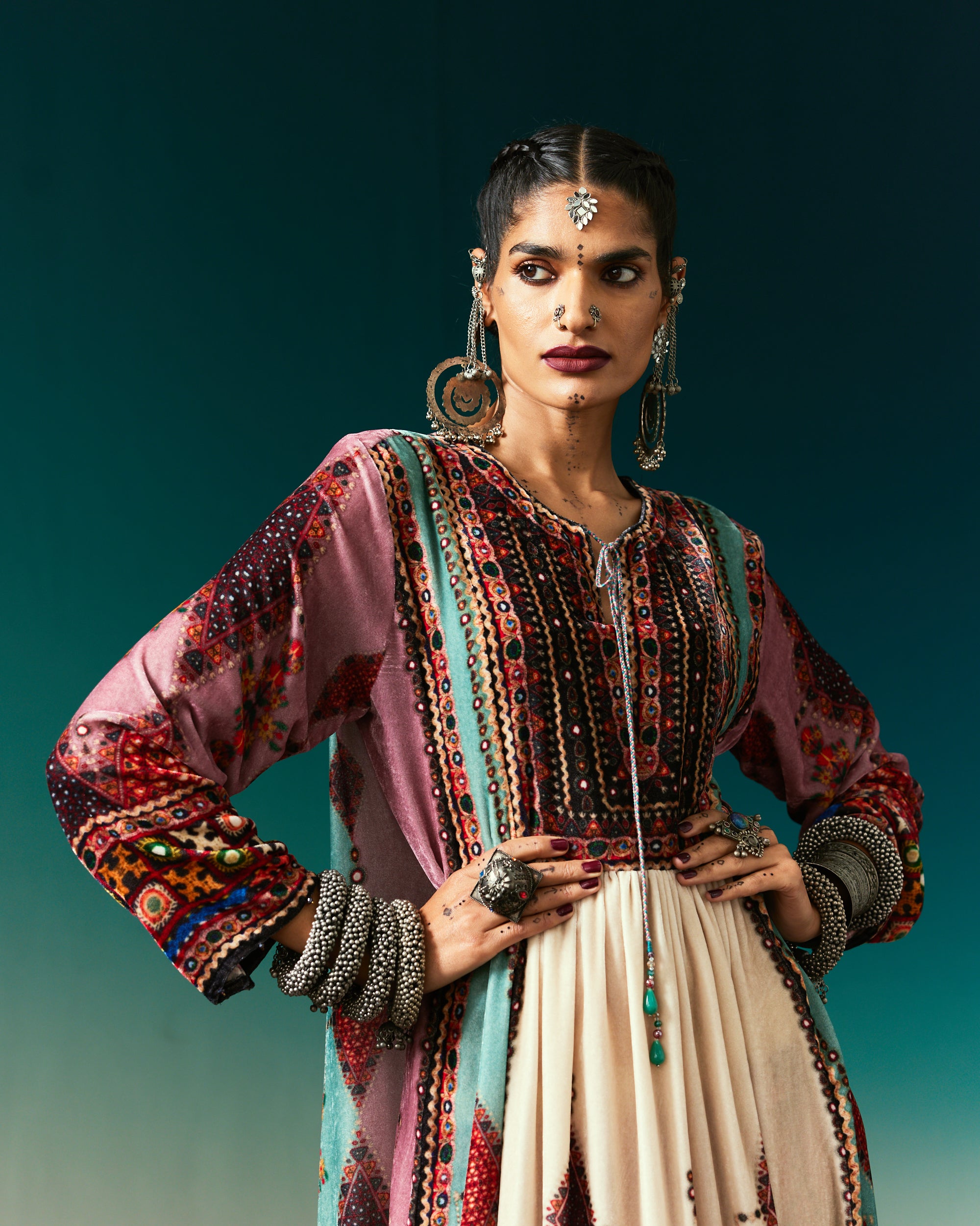 Kutch : Anisha - Eggshell/Rose/Sea Blue