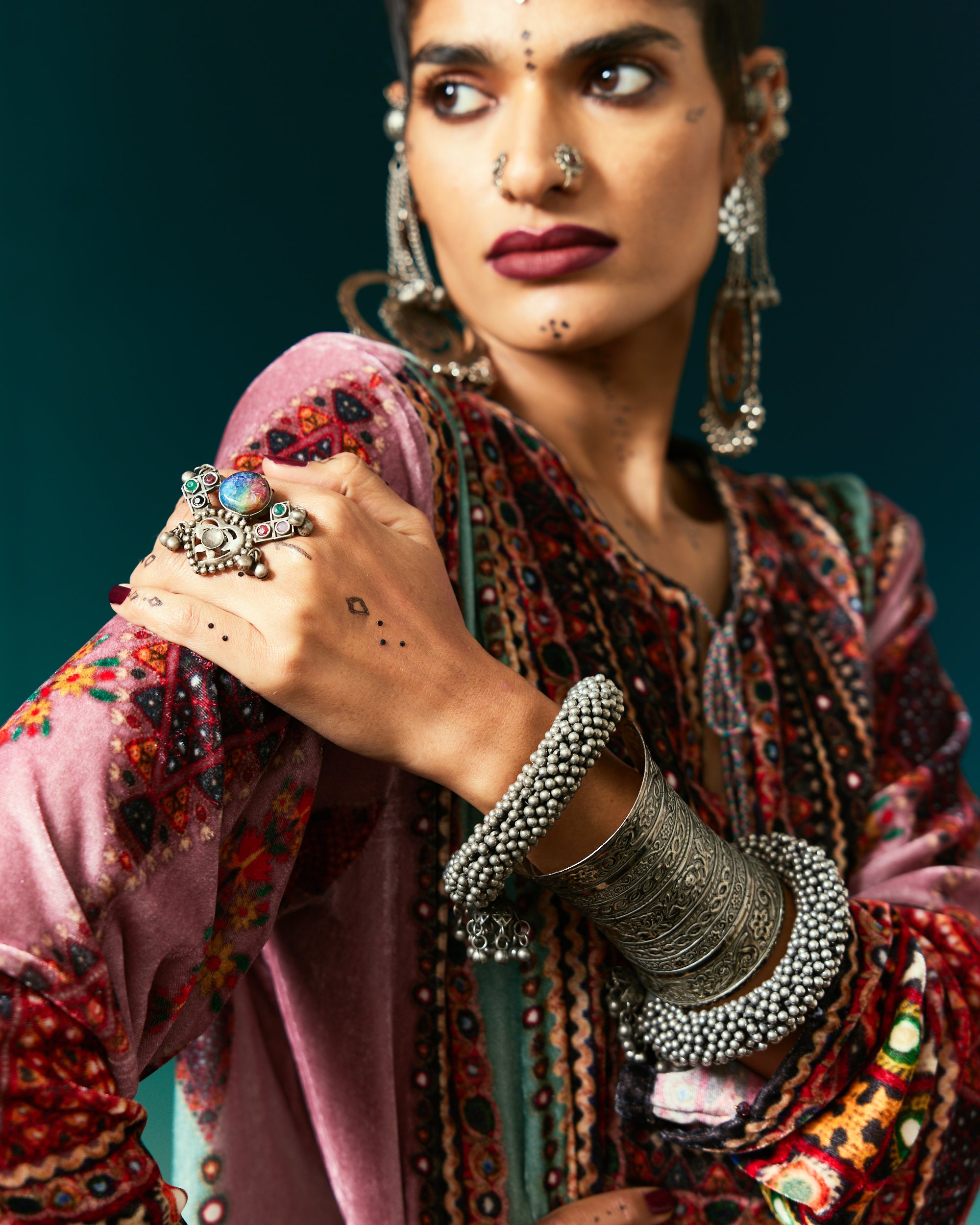 Kutch : Anisha - Eggshell/Rose/Sea Blue