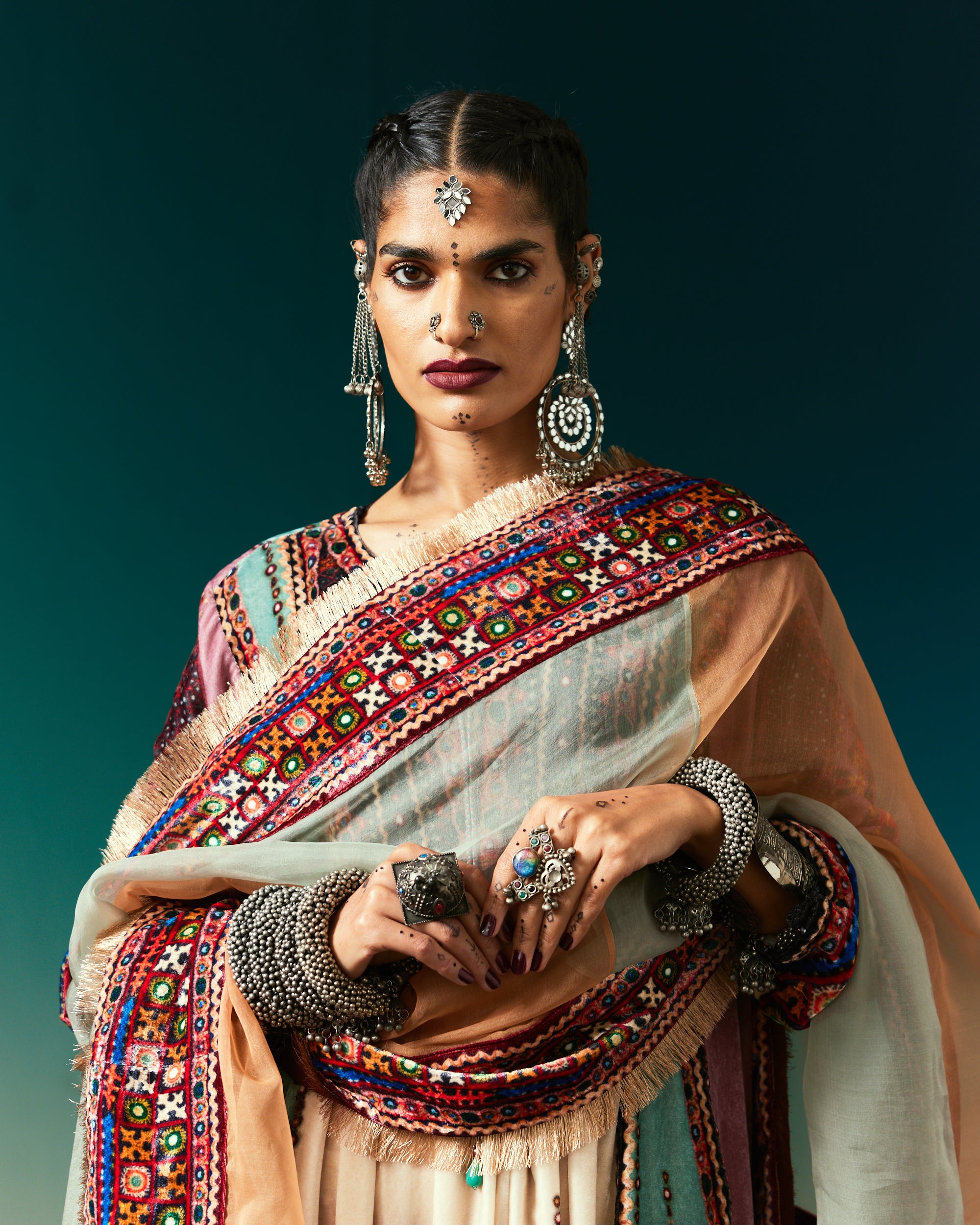 Kutch : Anisha - Eggshell/Rose/Sea Blue
