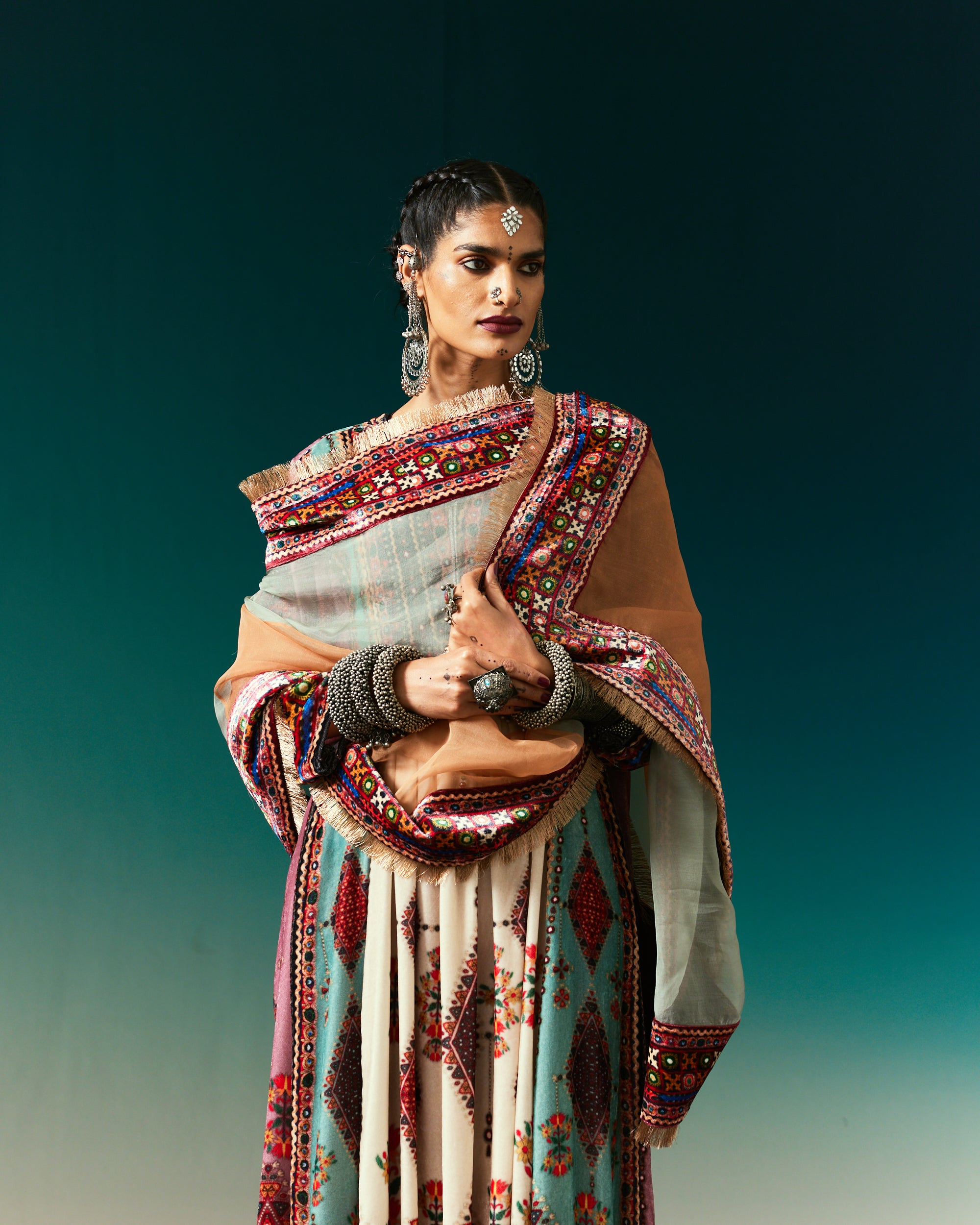 Kutch : Anisha - Eggshell/Rose/Sea Blue