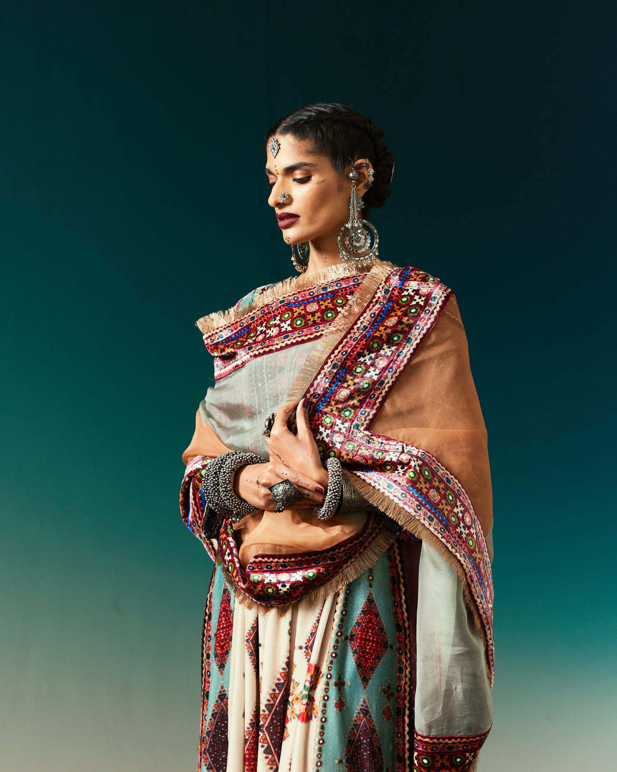 Kutch : Anisha - Eggshell/Rose/Sea Blue