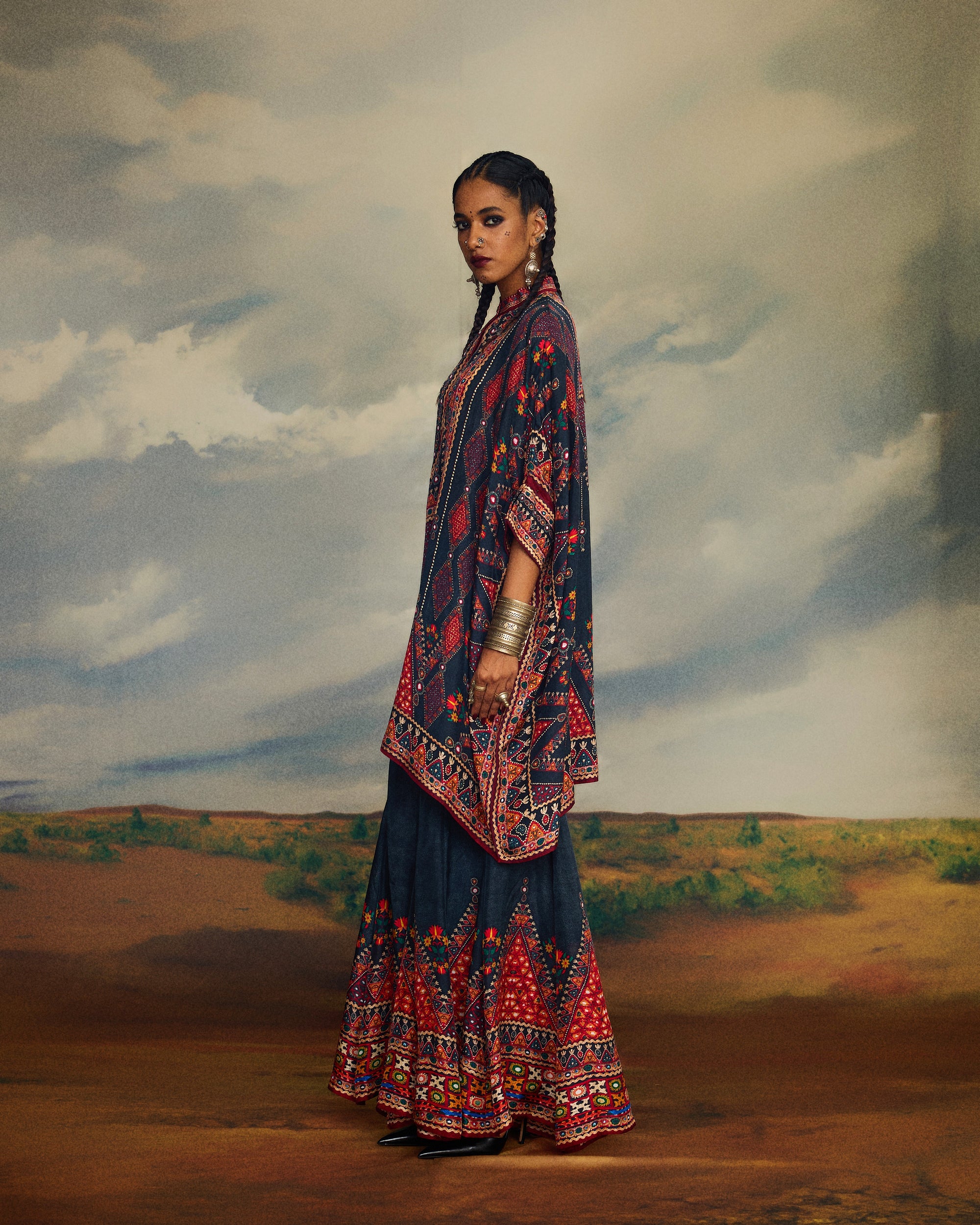 Kutch : Chanel 36"/Gharara - Charcoal