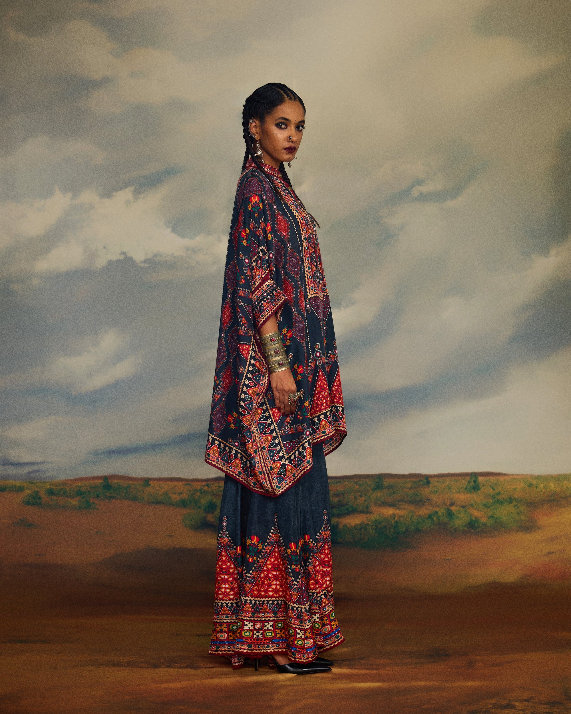 Kutch : Chanel 36"/Gharara - Charcoal