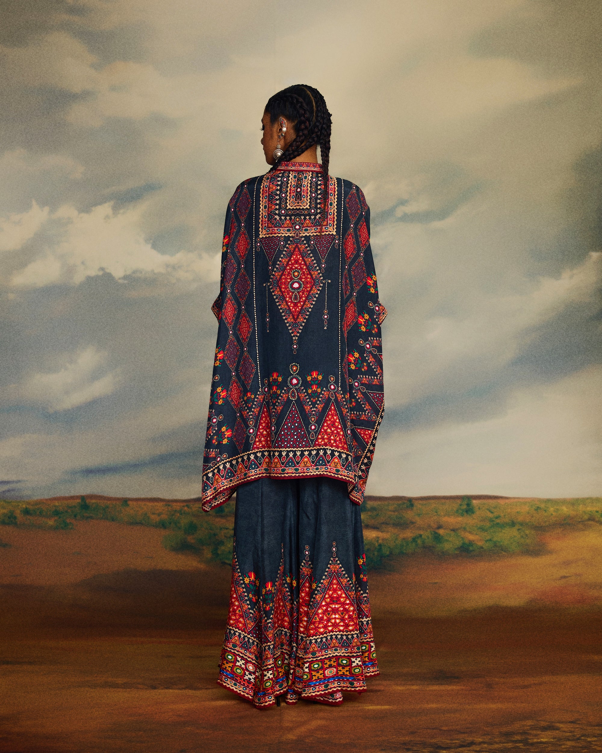 Kutch : Chanel 36"/Gharara - Charcoal