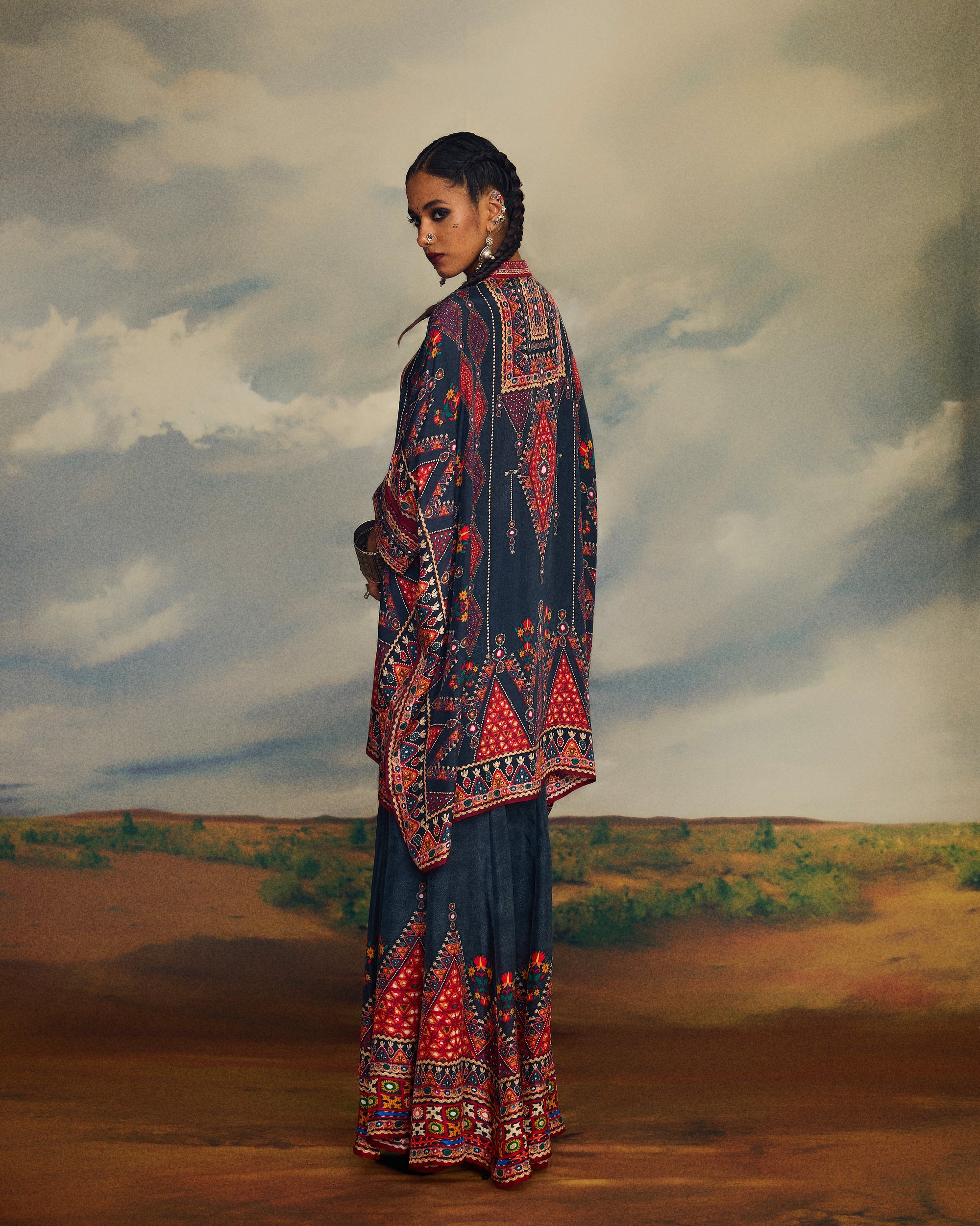 Kutch : Chanel 36"/Gharara - Charcoal