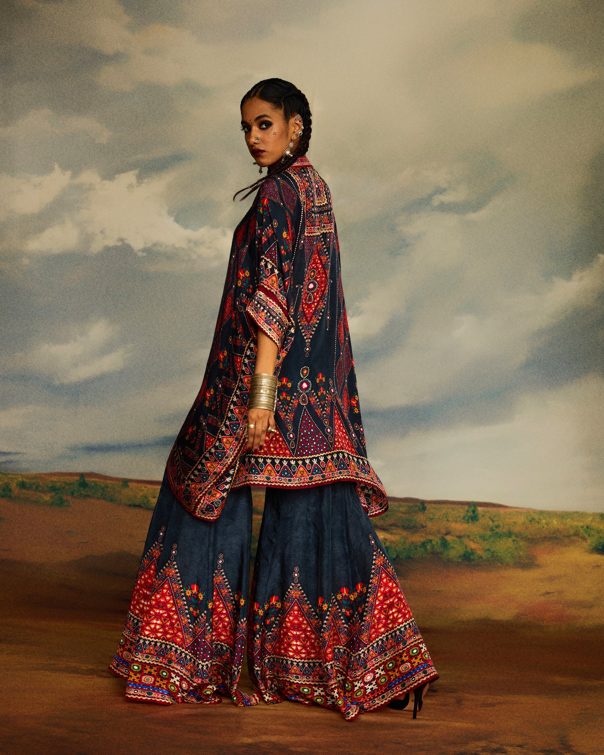 Kutch : Chanel 36"/Gharara - Charcoal