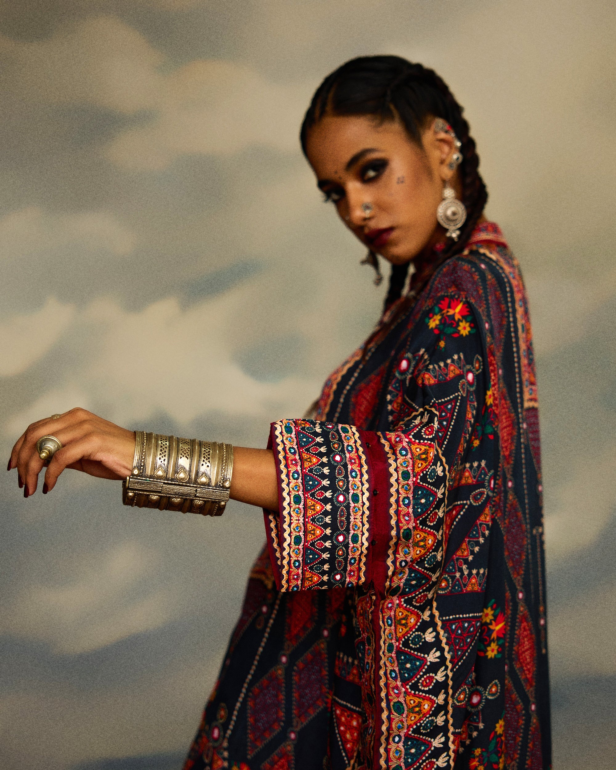 Kutch : Chanel 36"/Gharara - Charcoal