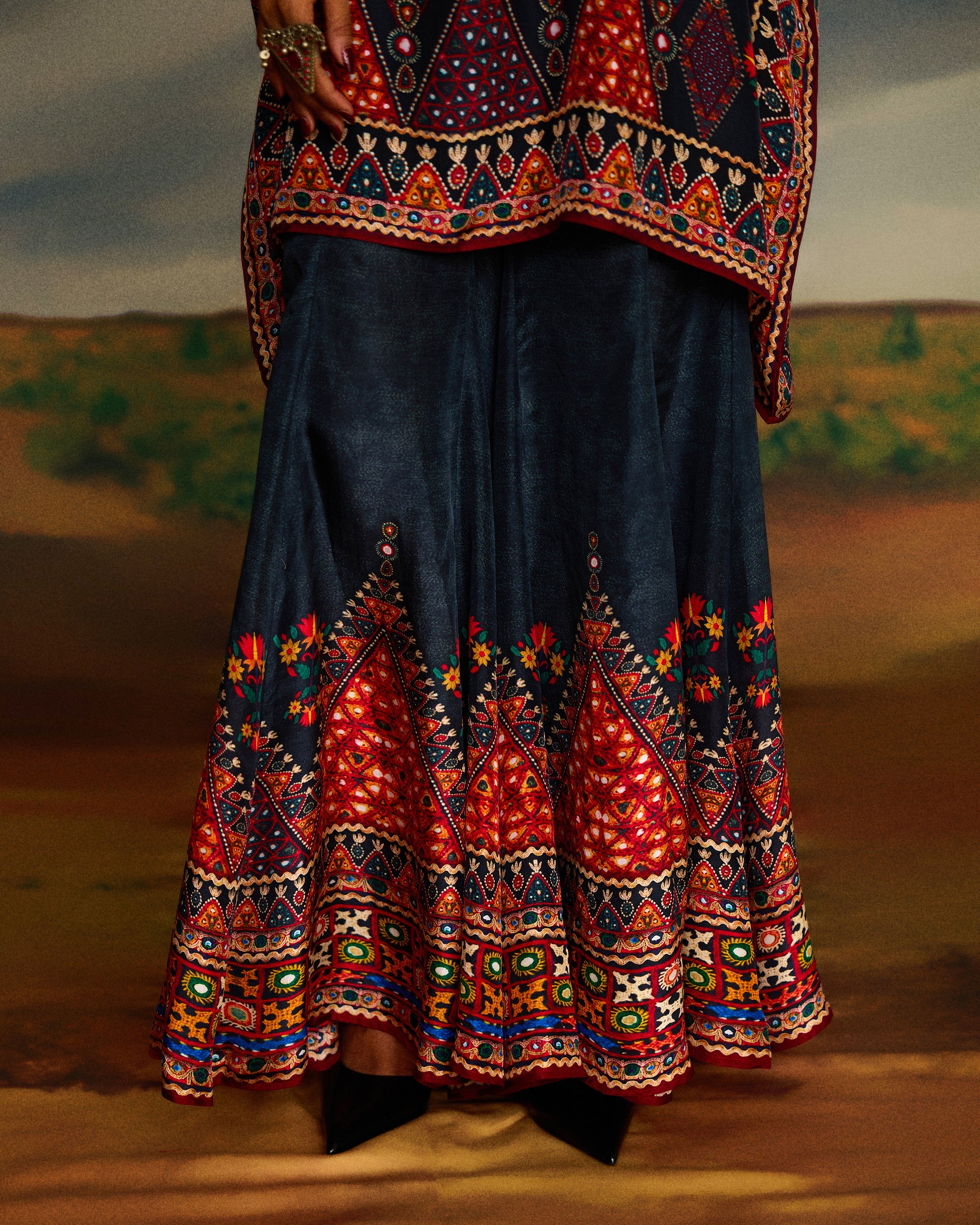 Kutch : Chanel 36"/Gharara - Charcoal