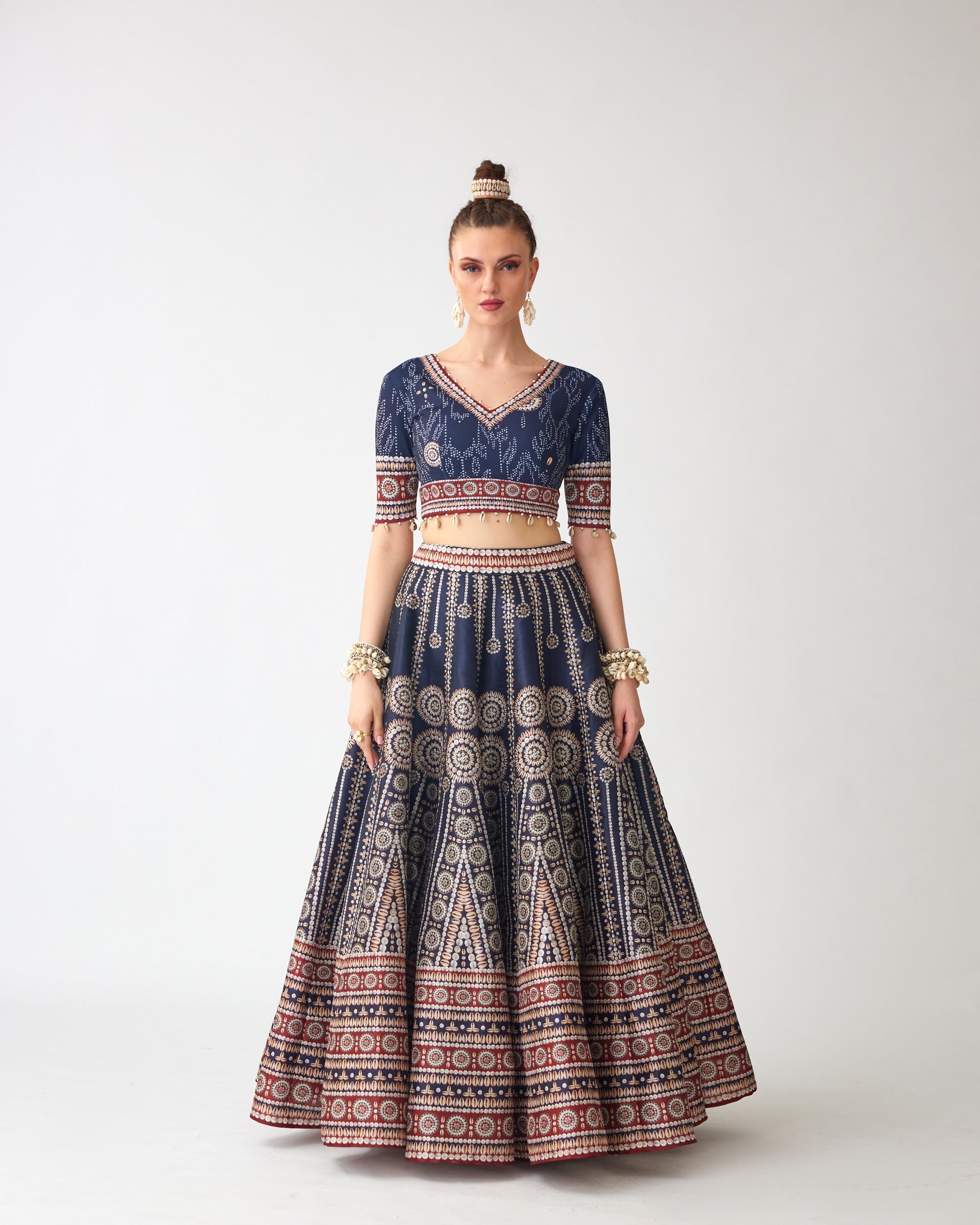 Zohra : Leela - Navy/Red