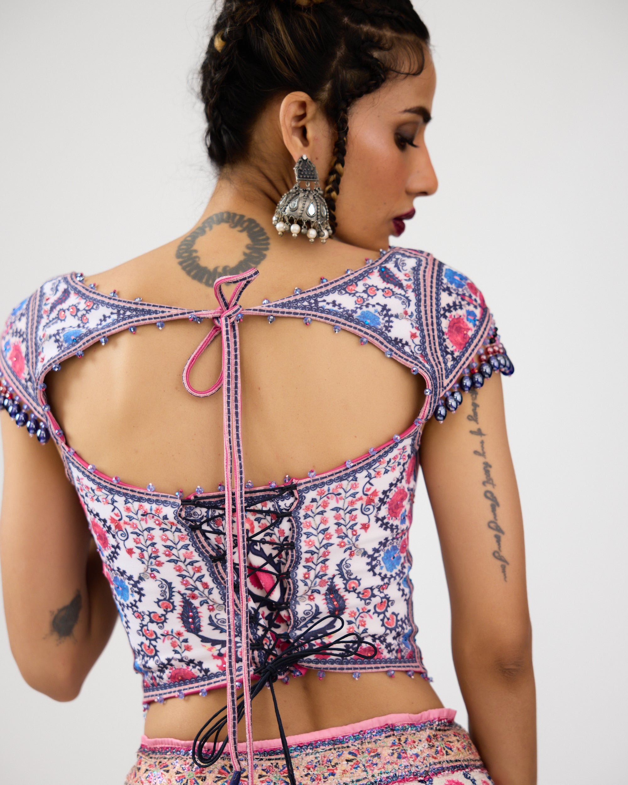 A Bukhara Summer : Leela/Corset - Ivory/Pink