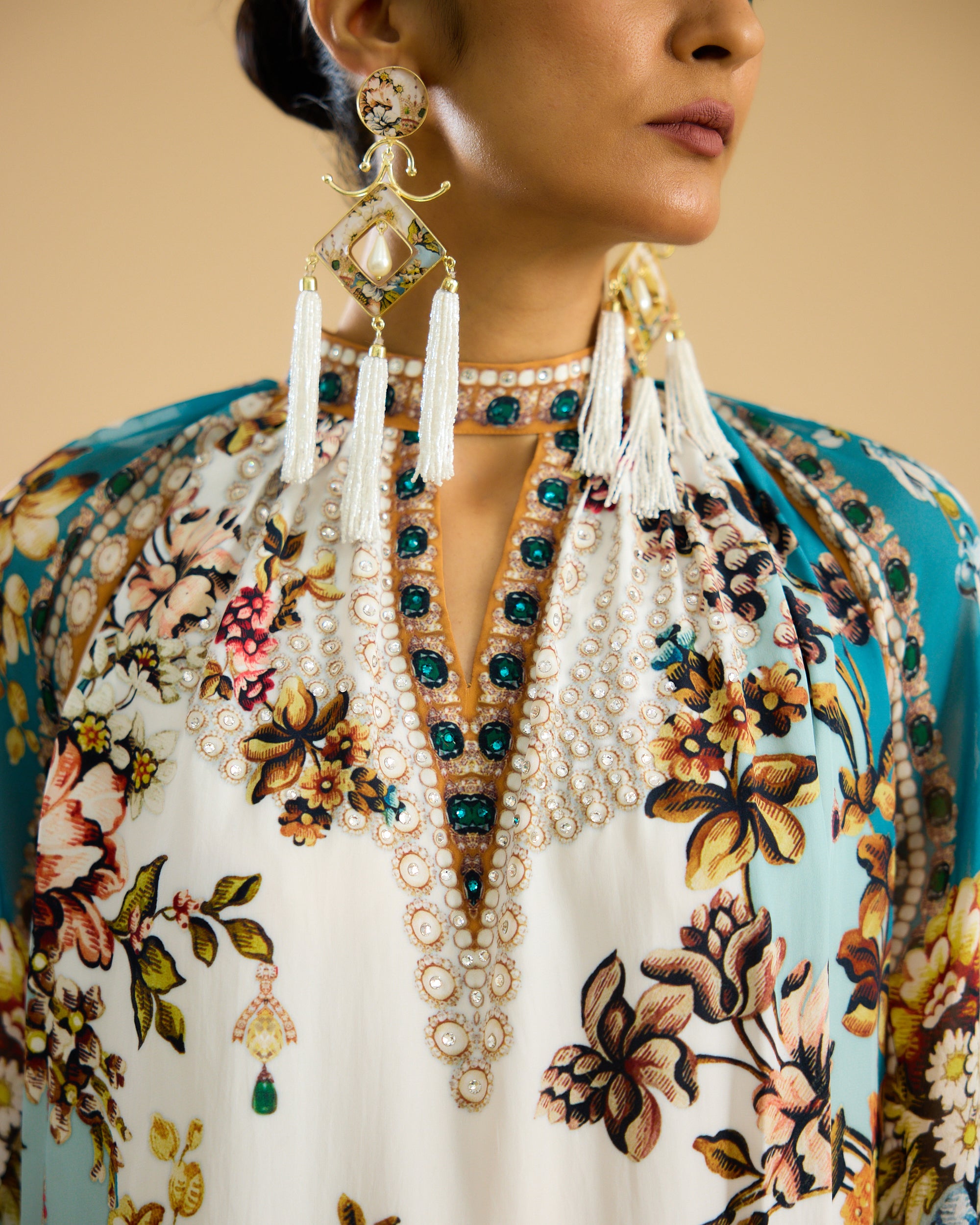 Nizam : Misba - Ivory/Aqua