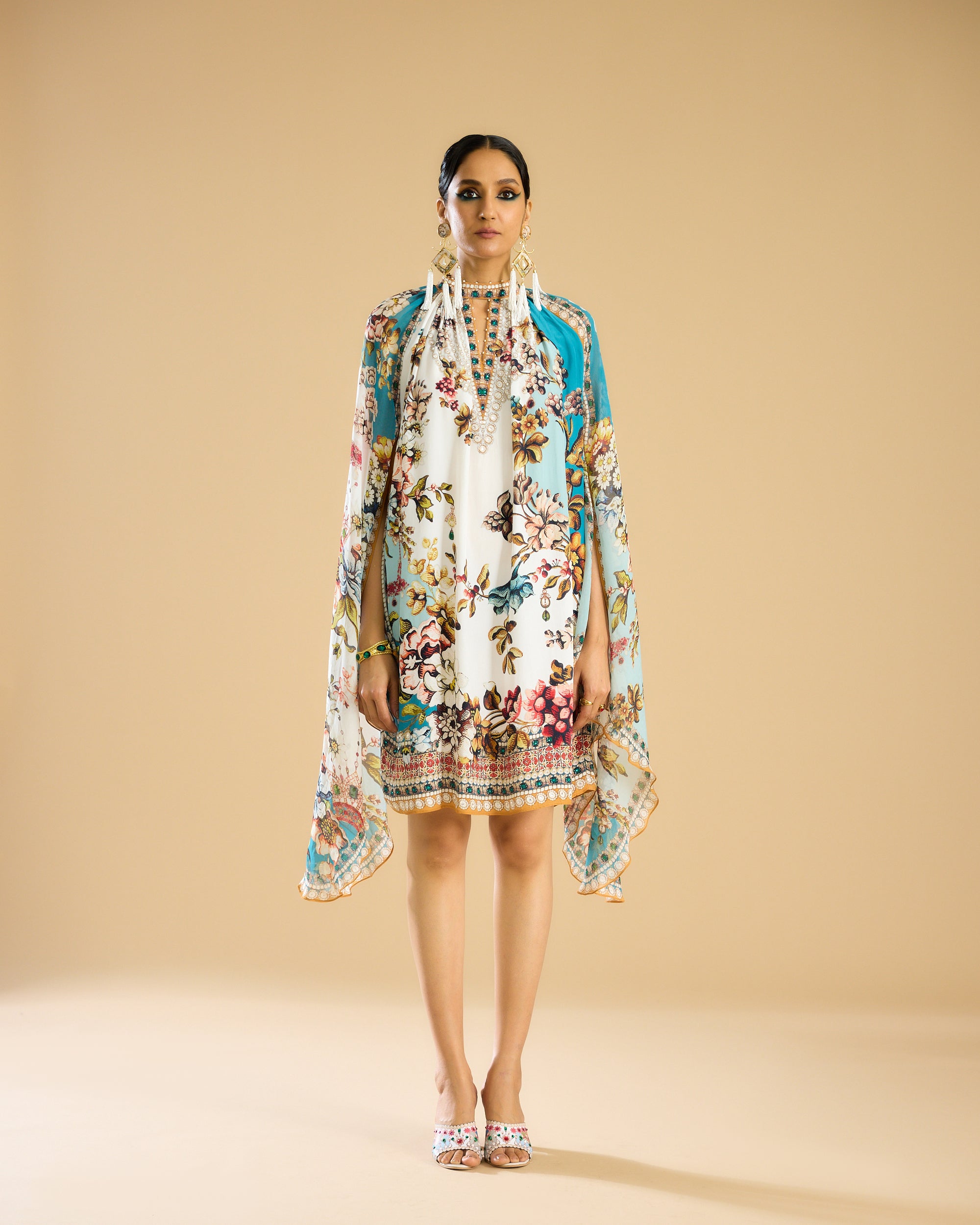 Nizam : Misba Dress - Ivory/Aqua
