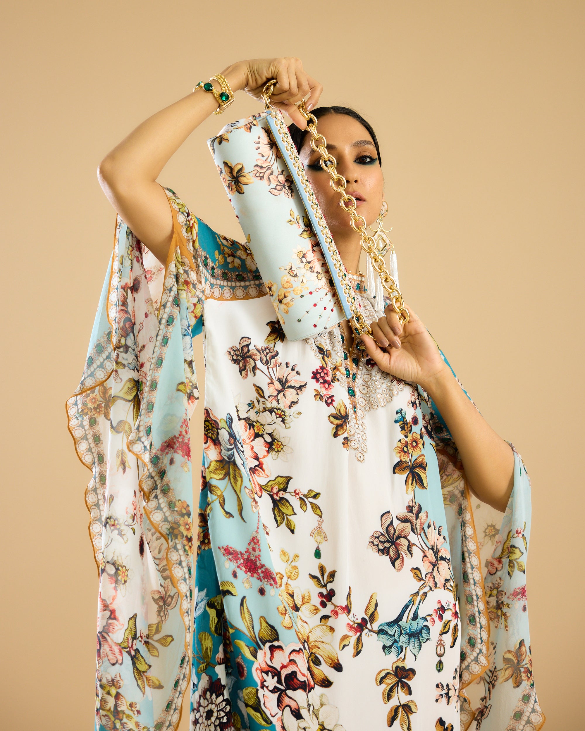 Nizam : Misba Dress - Ivory/Aqua