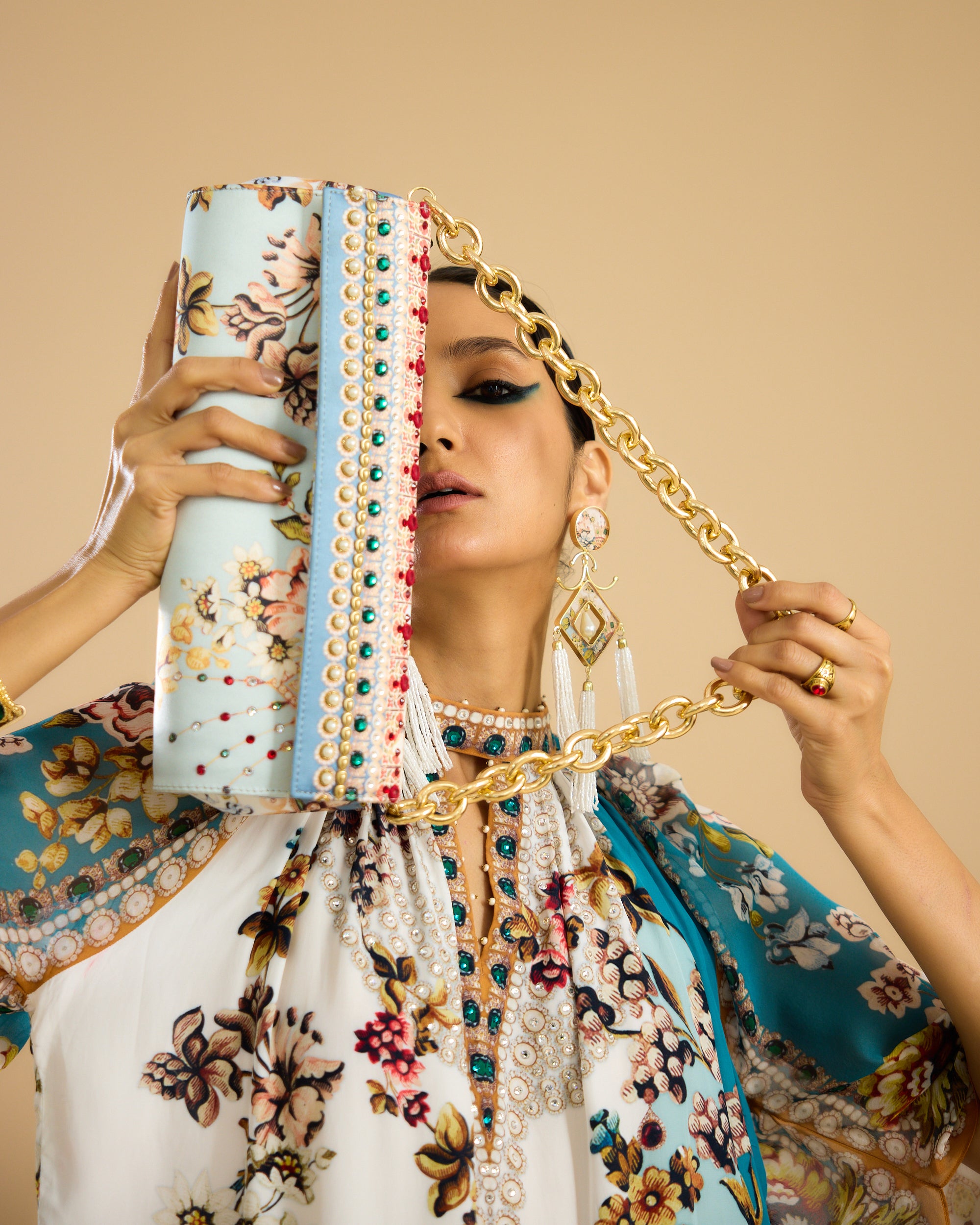 Nizam : Misba Dress - Ivory/Aqua