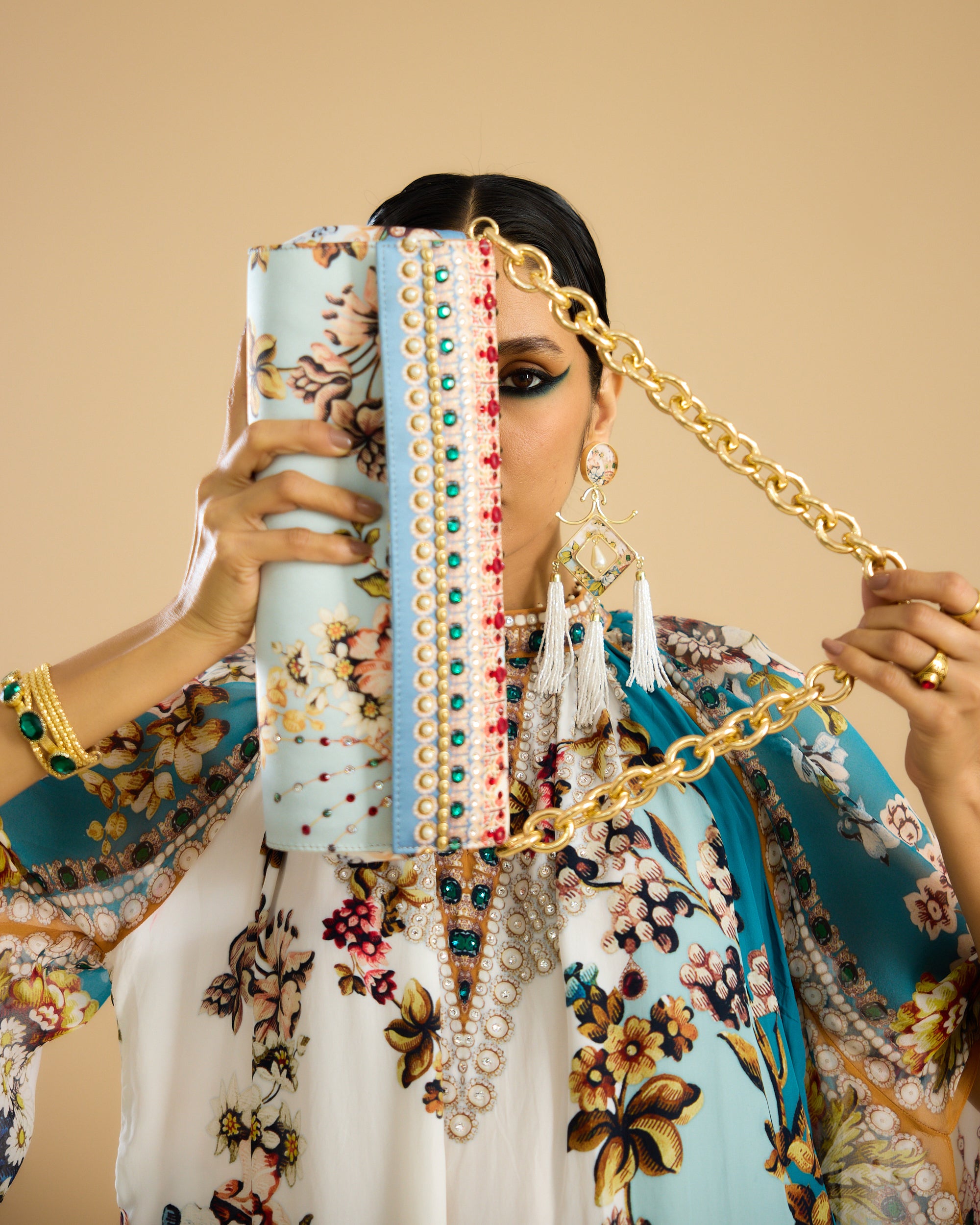 Nizam : Misba Dress - Ivory/Aqua