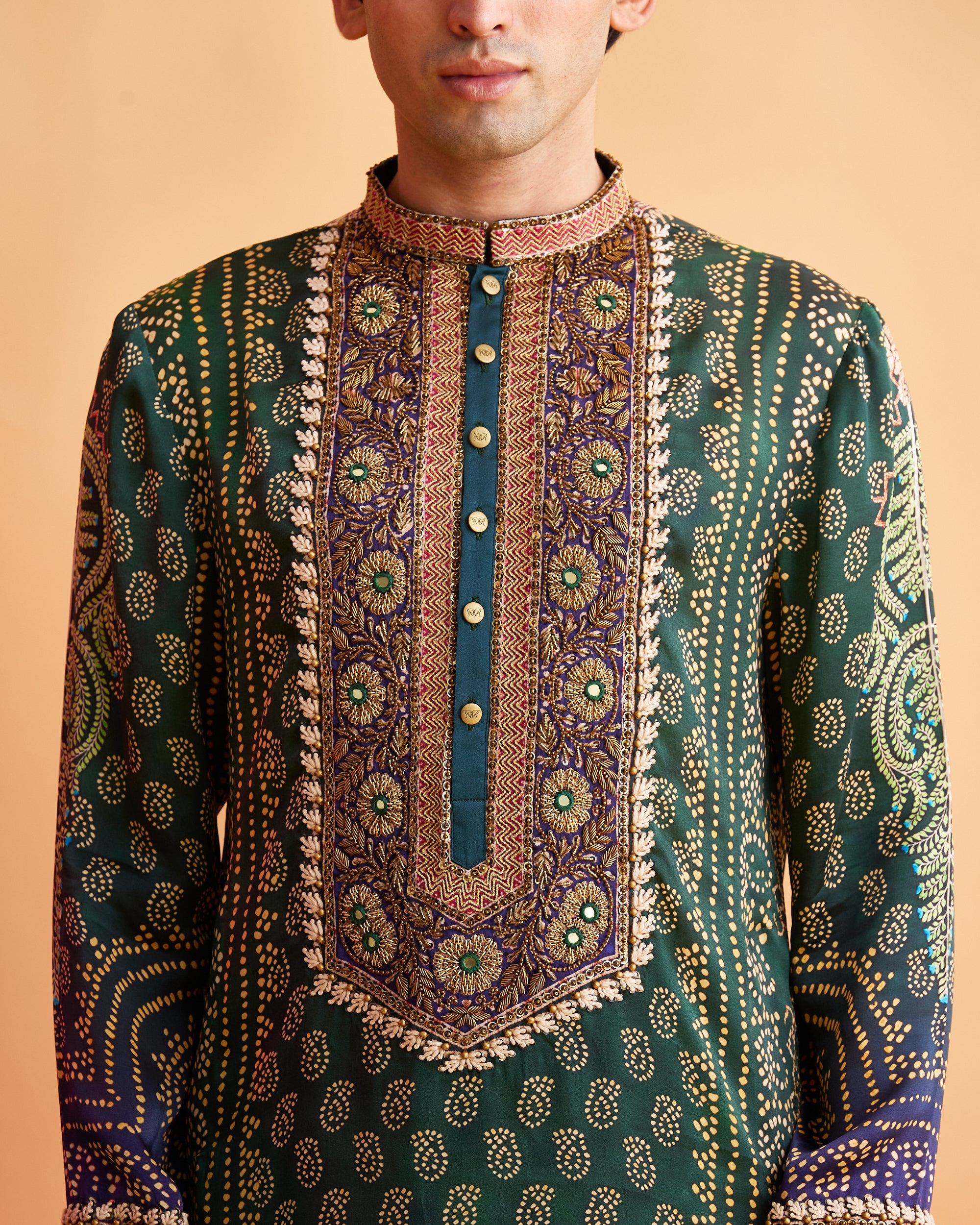 Ganjam : Taalish - Emerald/Navy