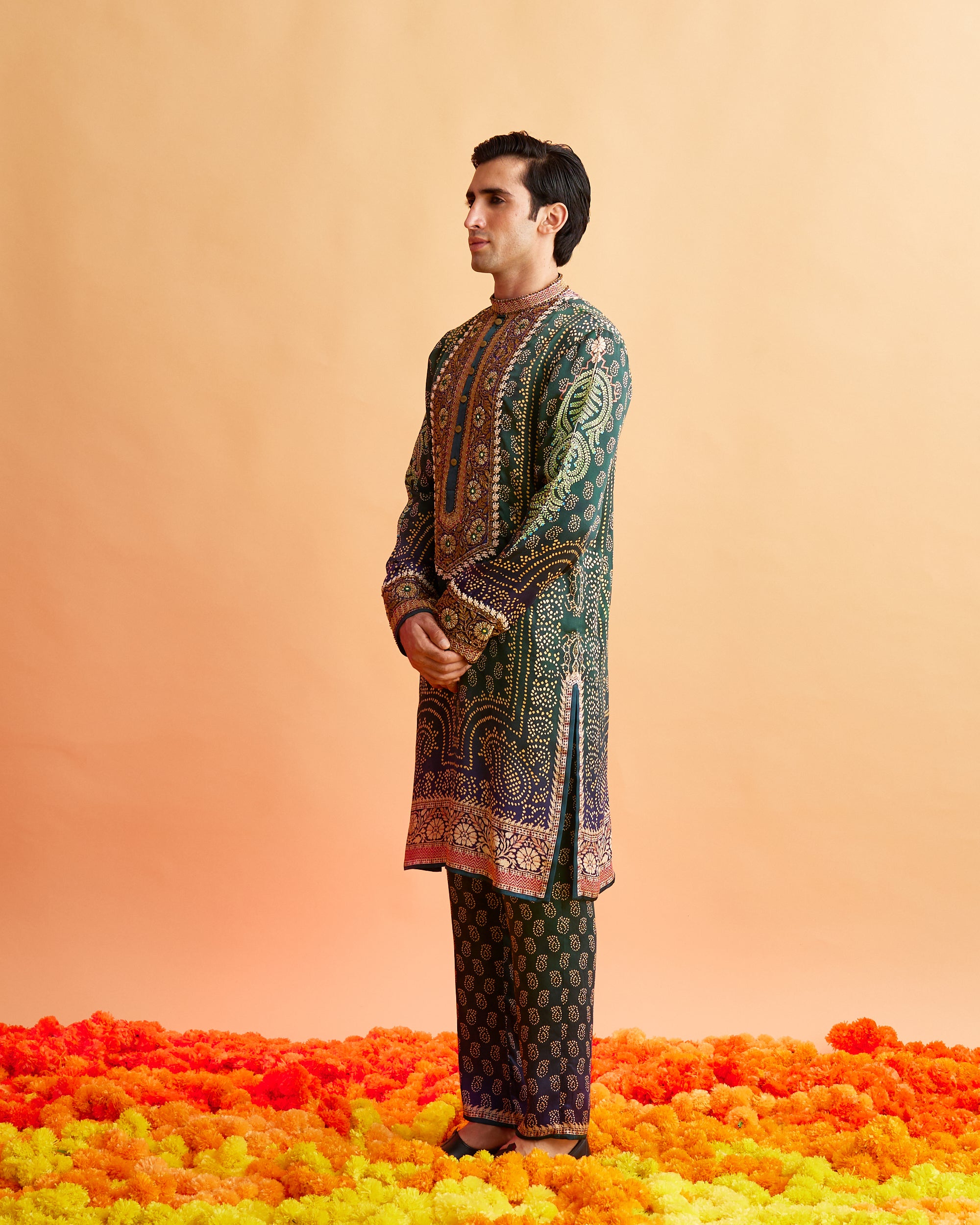 Ganjam : Taalish - Emerald/Navy