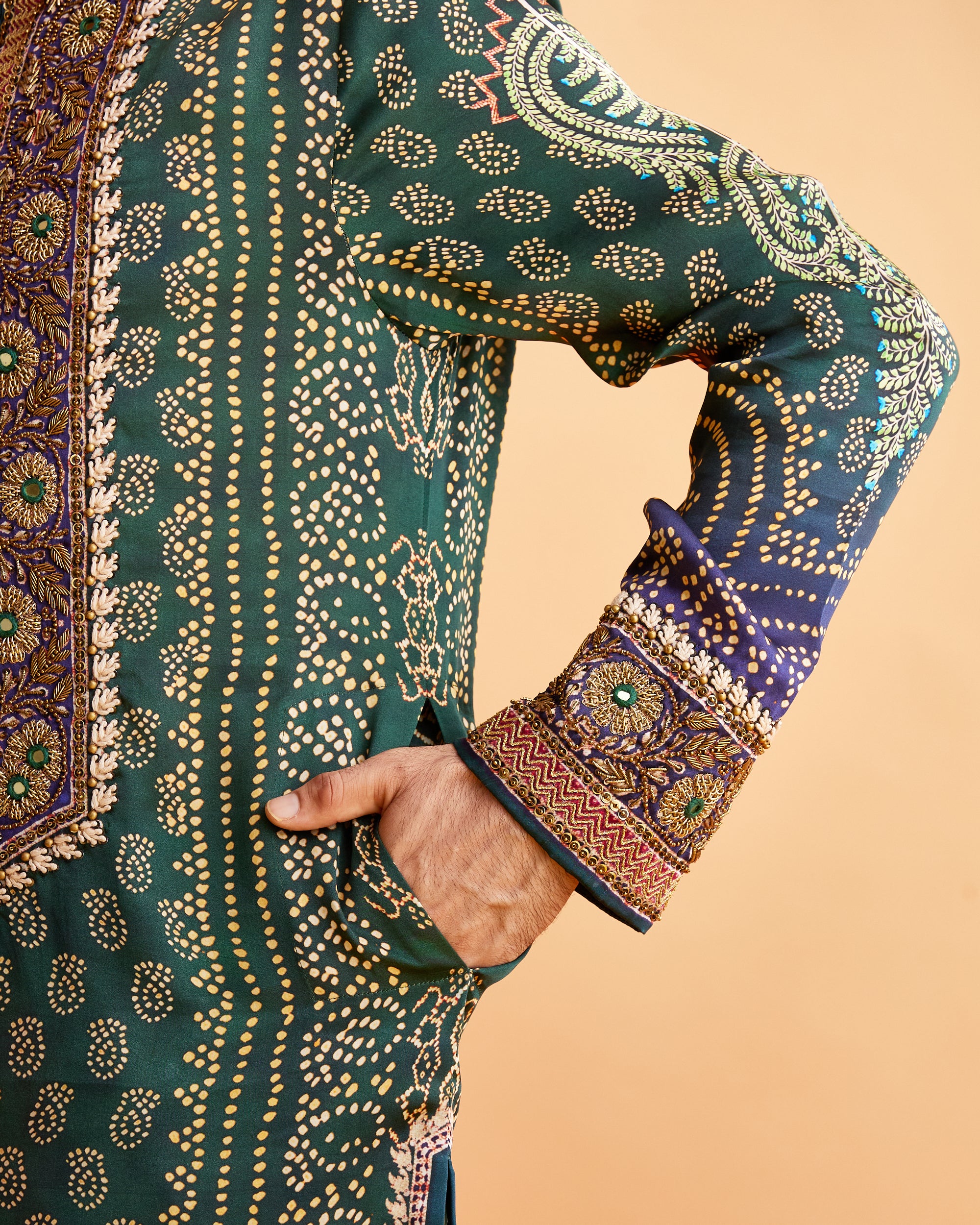 Ganjam : Taalish - Emerald/Navy
