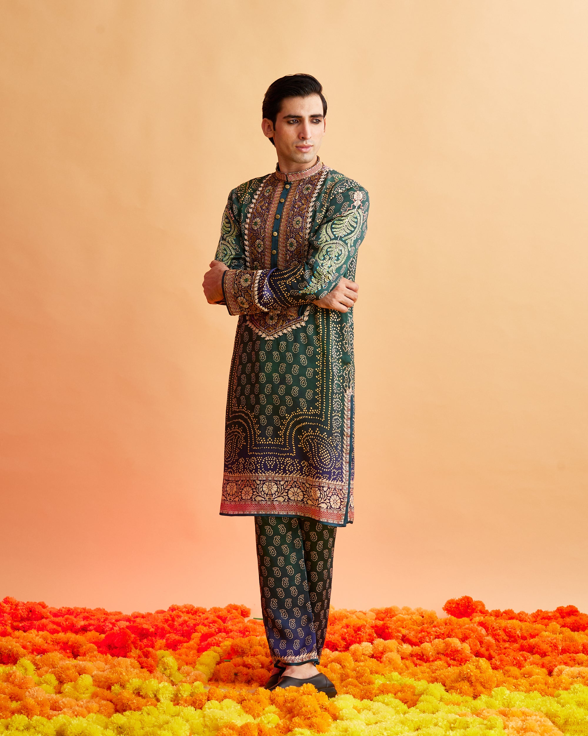 Ganjam : Taalish - Emerald/Navy