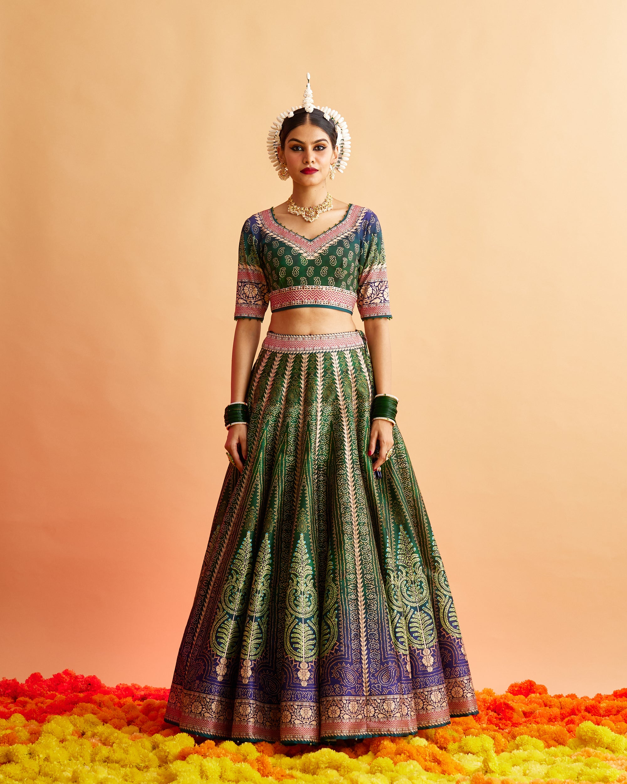 Ganjam : Leela - Emerald/Navy