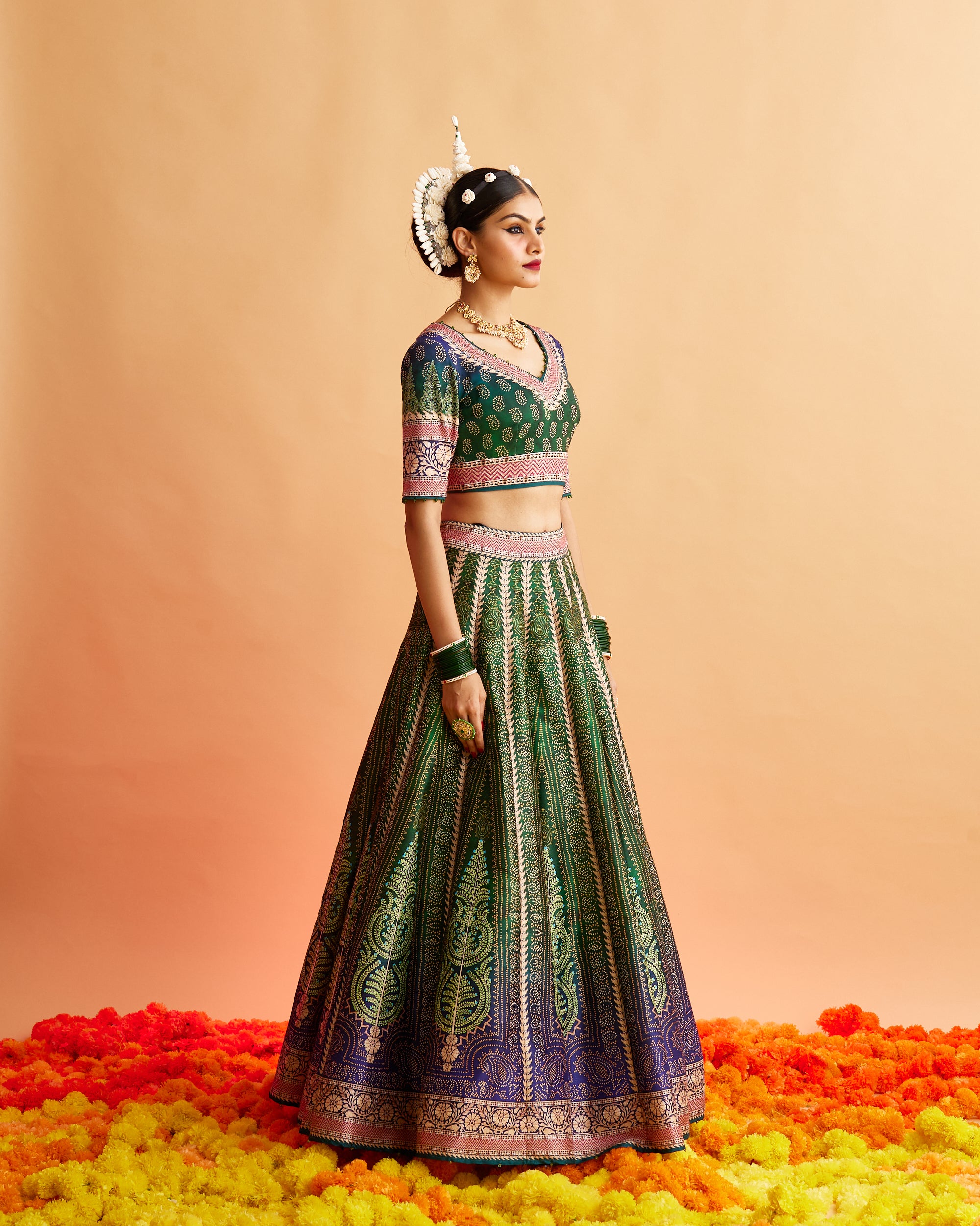 Ganjam : Leela - Emerald/Navy