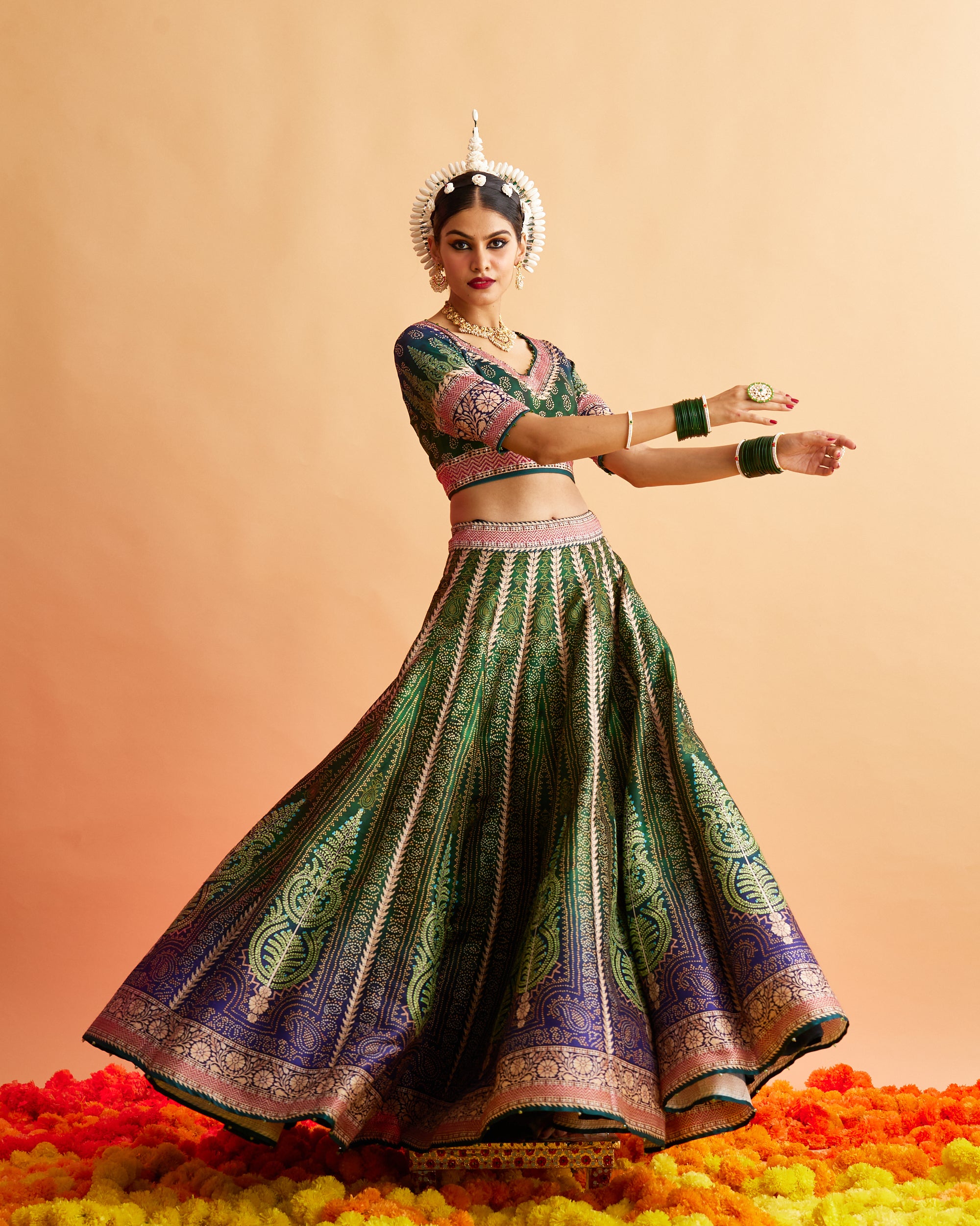 Ganjam : Leela - Emerald/Navy