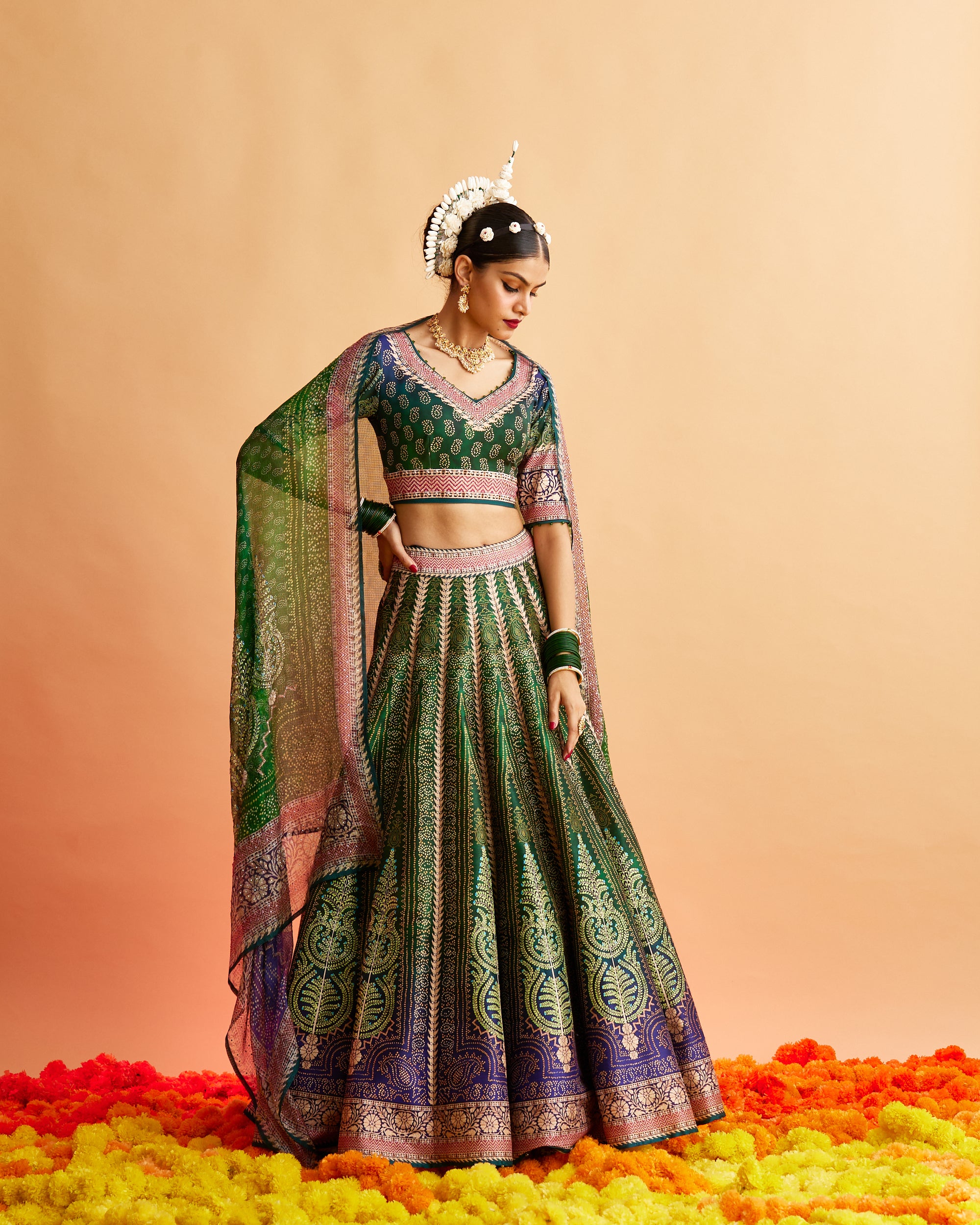 Ganjam : Leela - Emerald/Navy