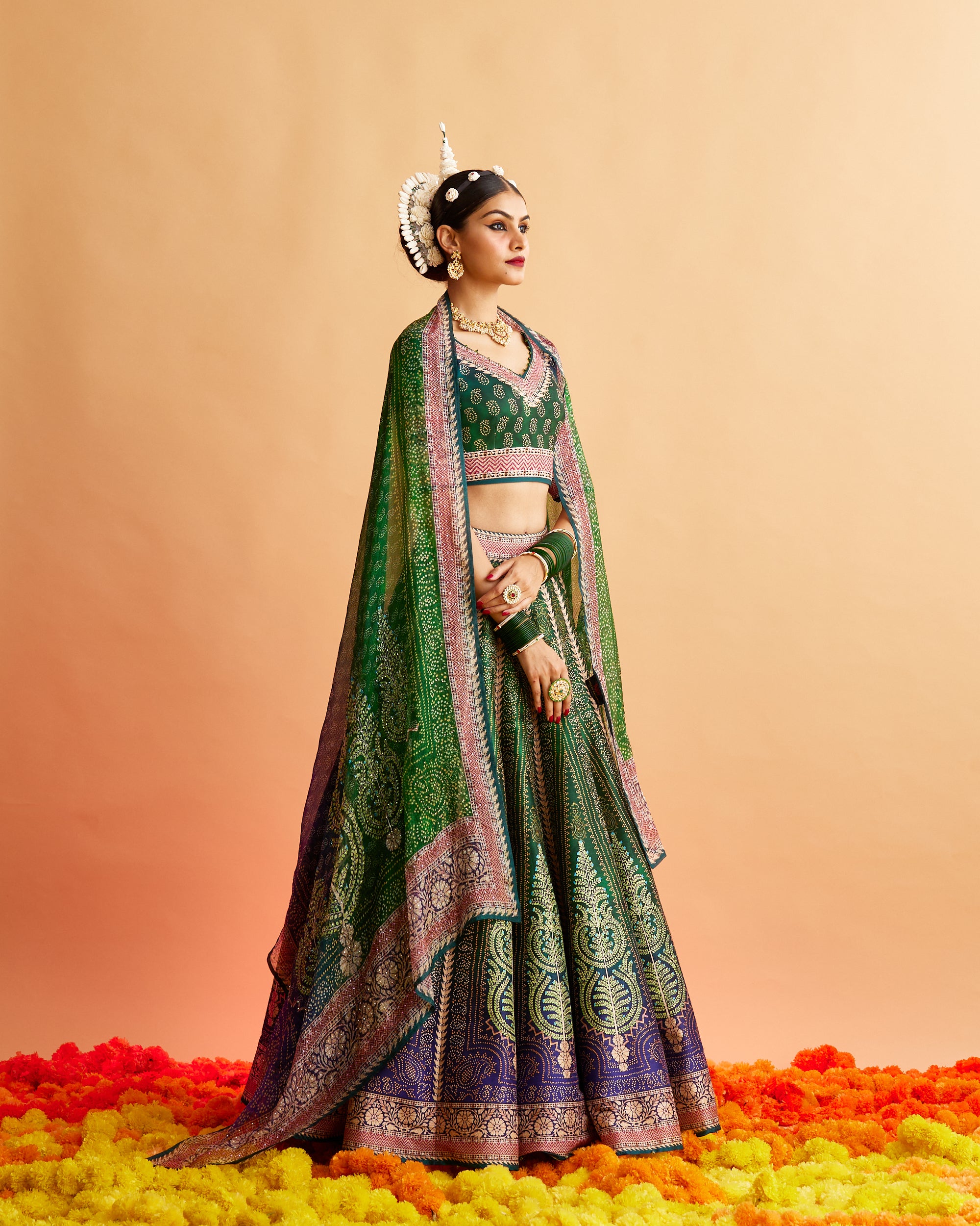 Ganjam : Leela - Emerald/Navy