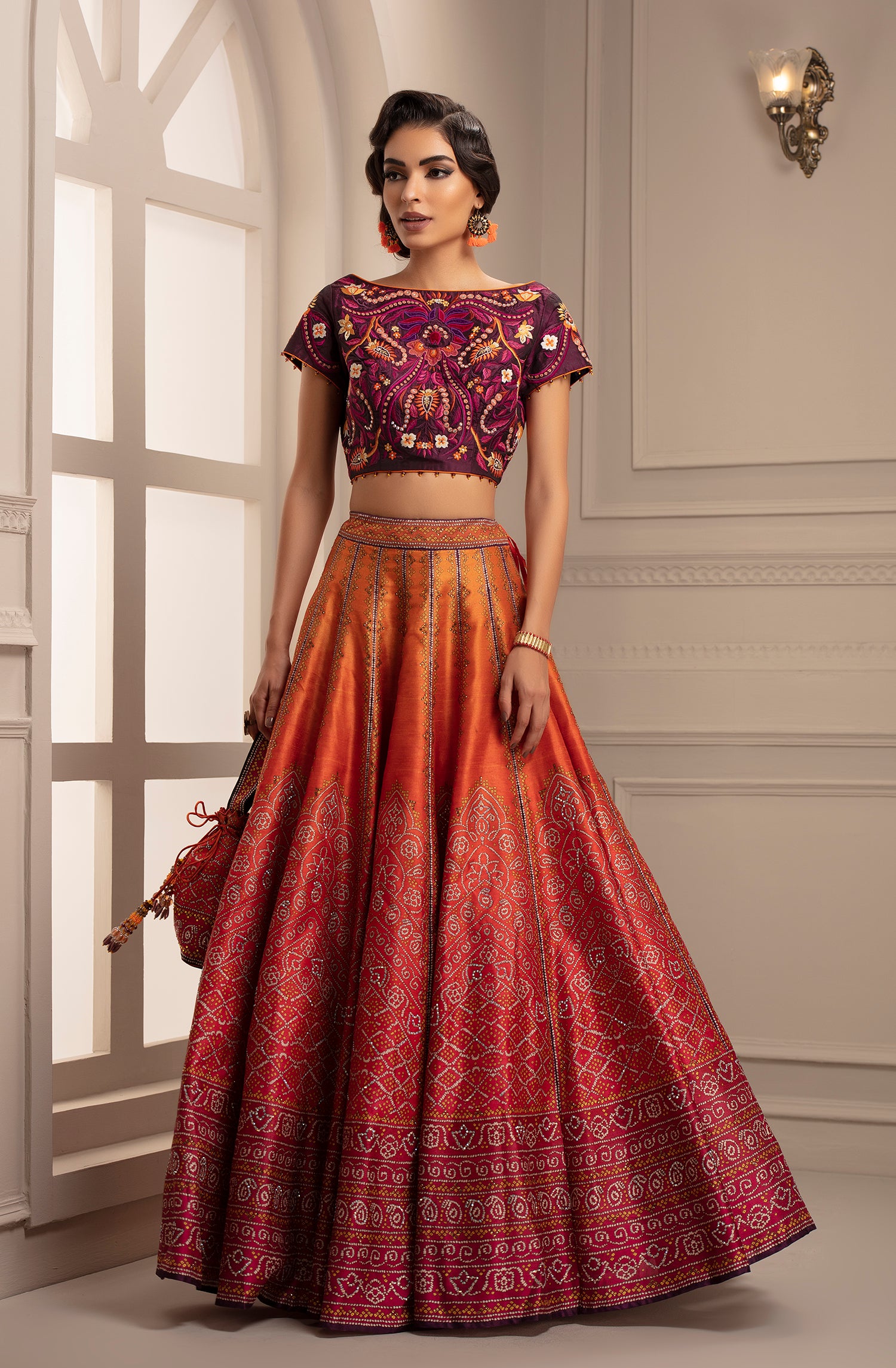 Bandhej Leela : Mango/Fuchsia