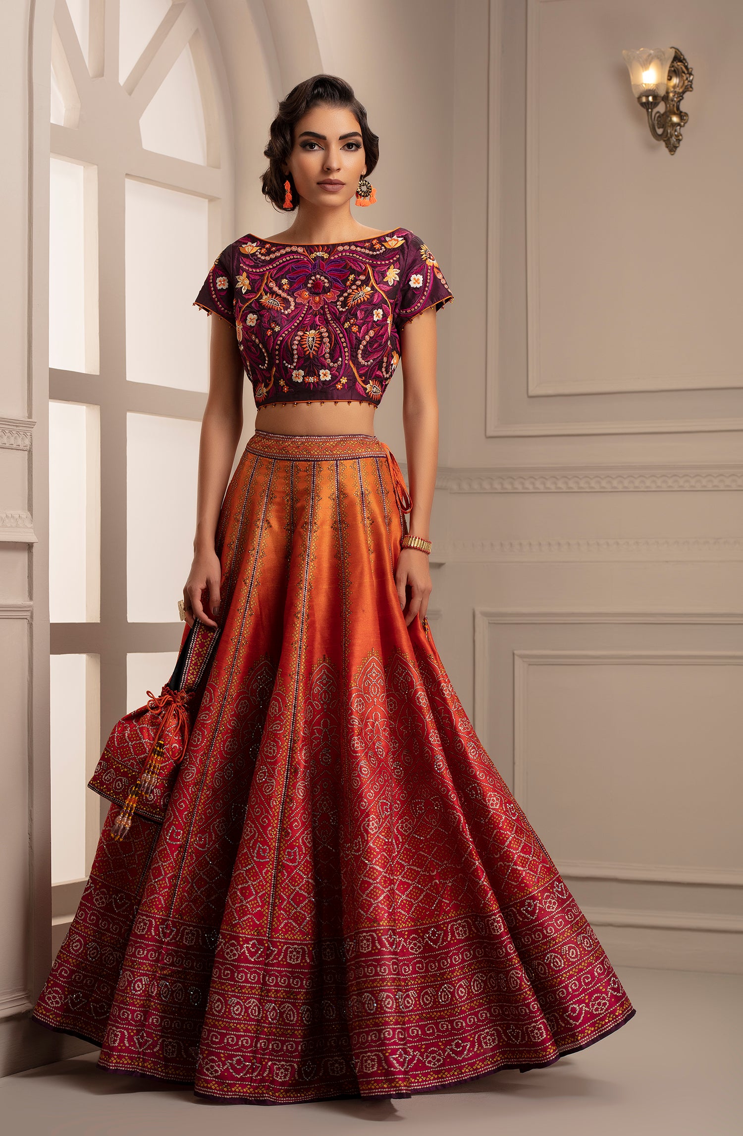 Bandhej Leela : Mango/Fuchsia