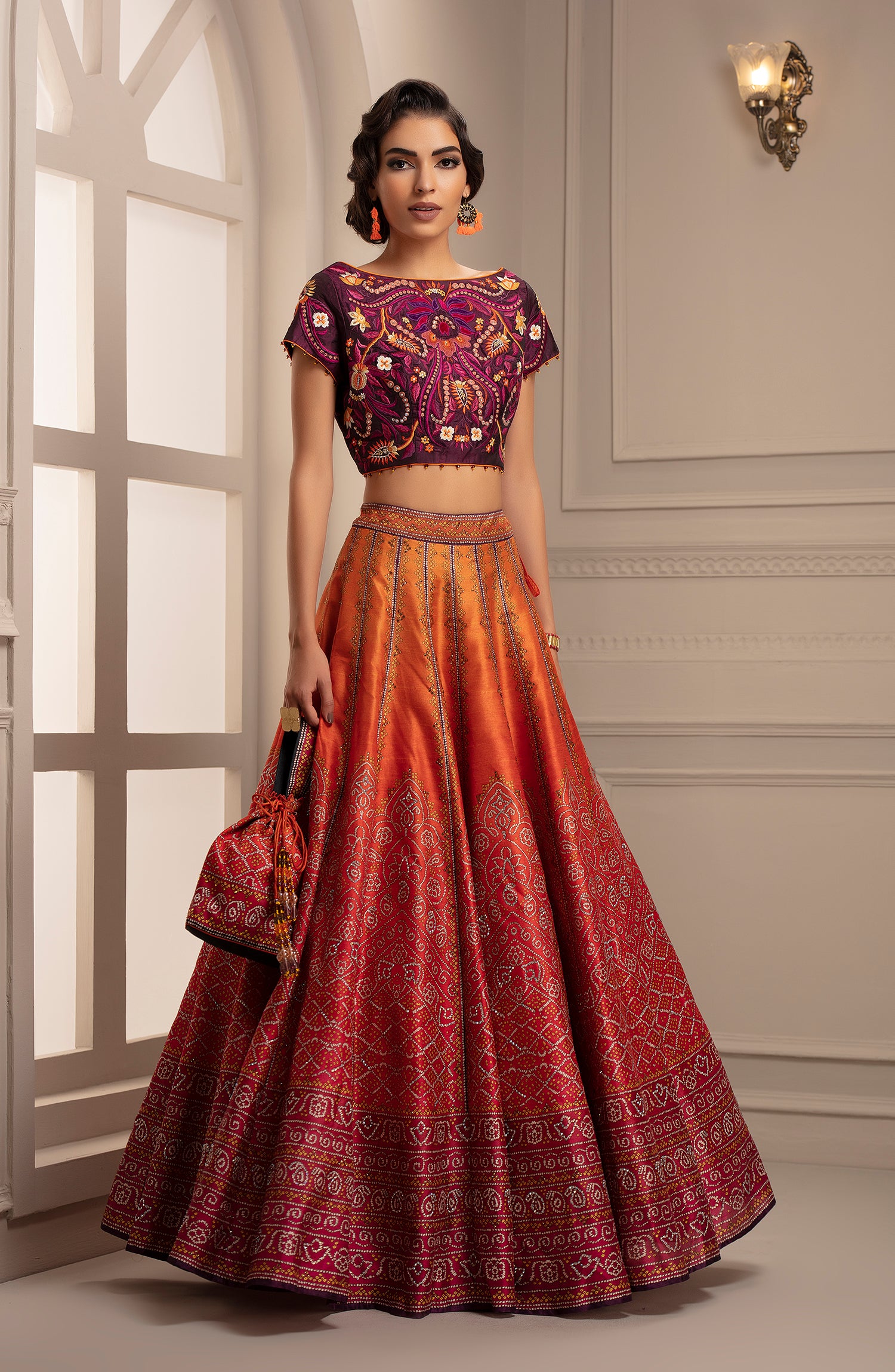 Bandhej Leela : Mango/Fuchsia