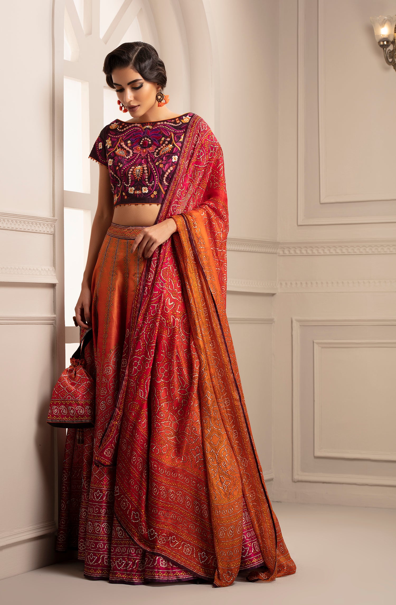 Bandhej Leela : Mango/Fuchsia