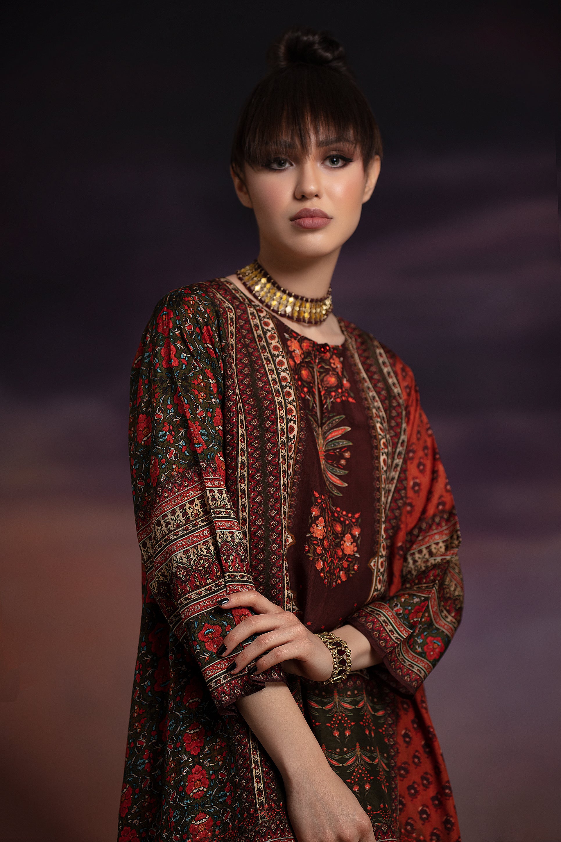 Calico Navya : Burgundy