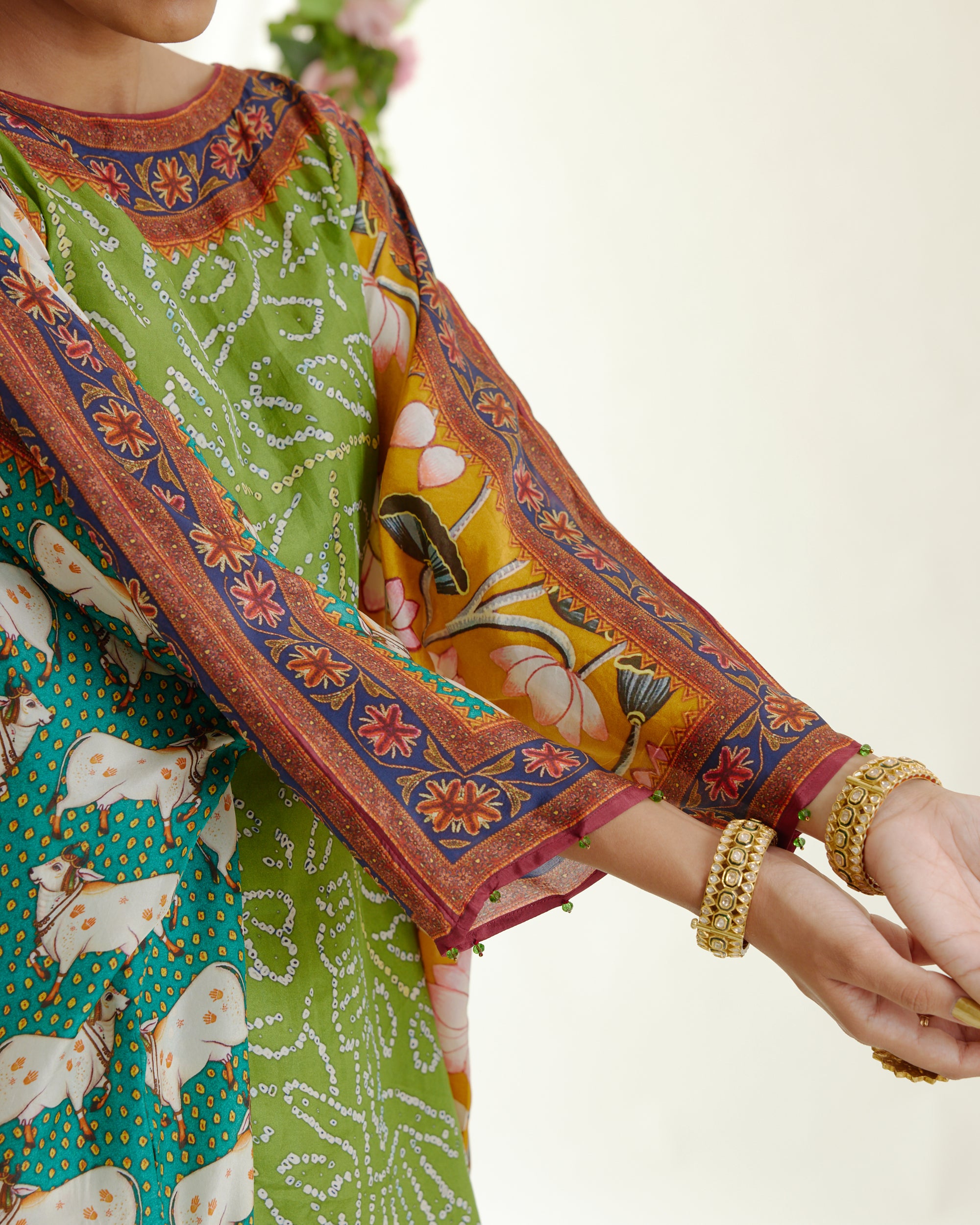 Vrindavan : Aayat - Lime/Turquoise