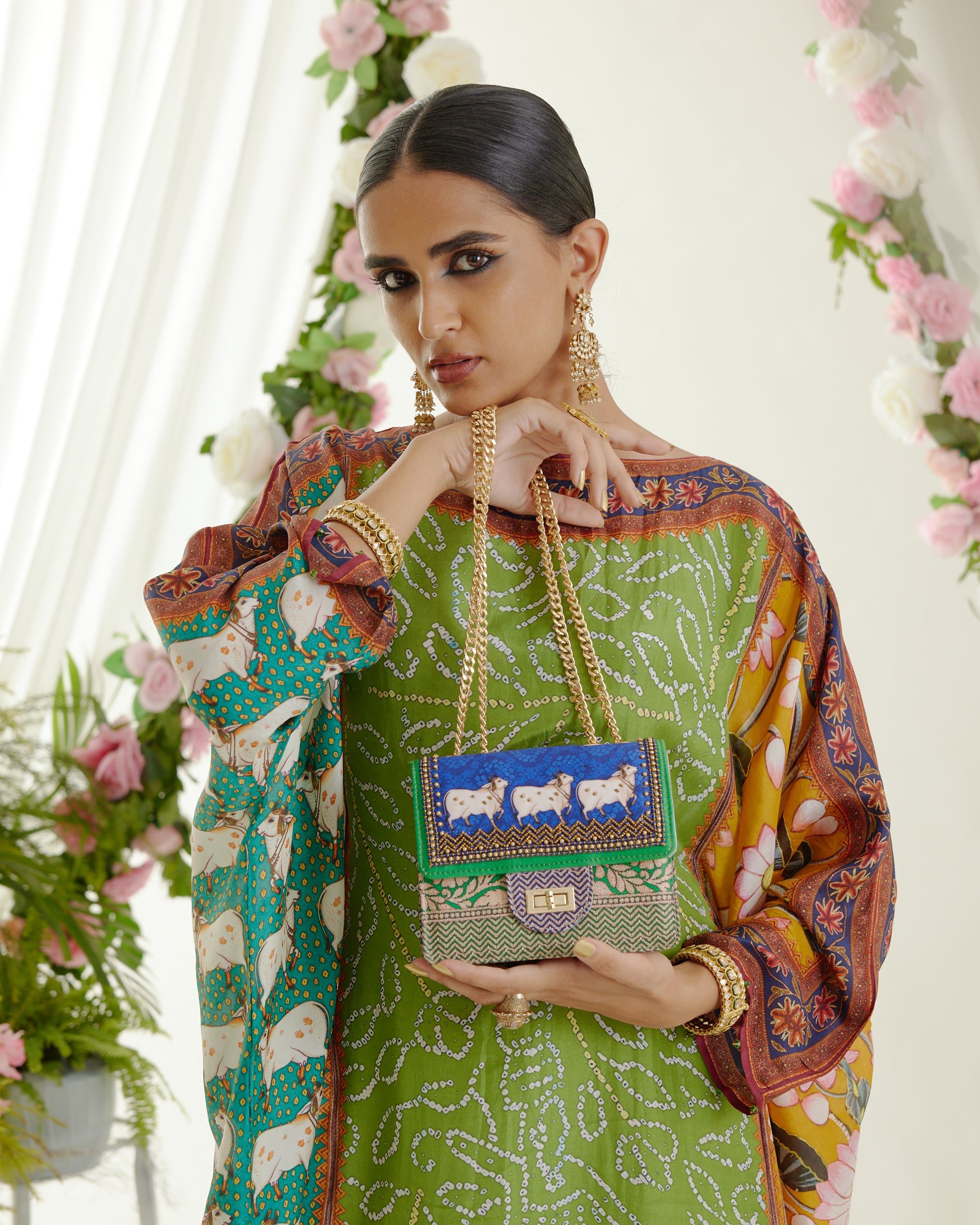 Vrindavan : Aayat - Lime/Turquoise