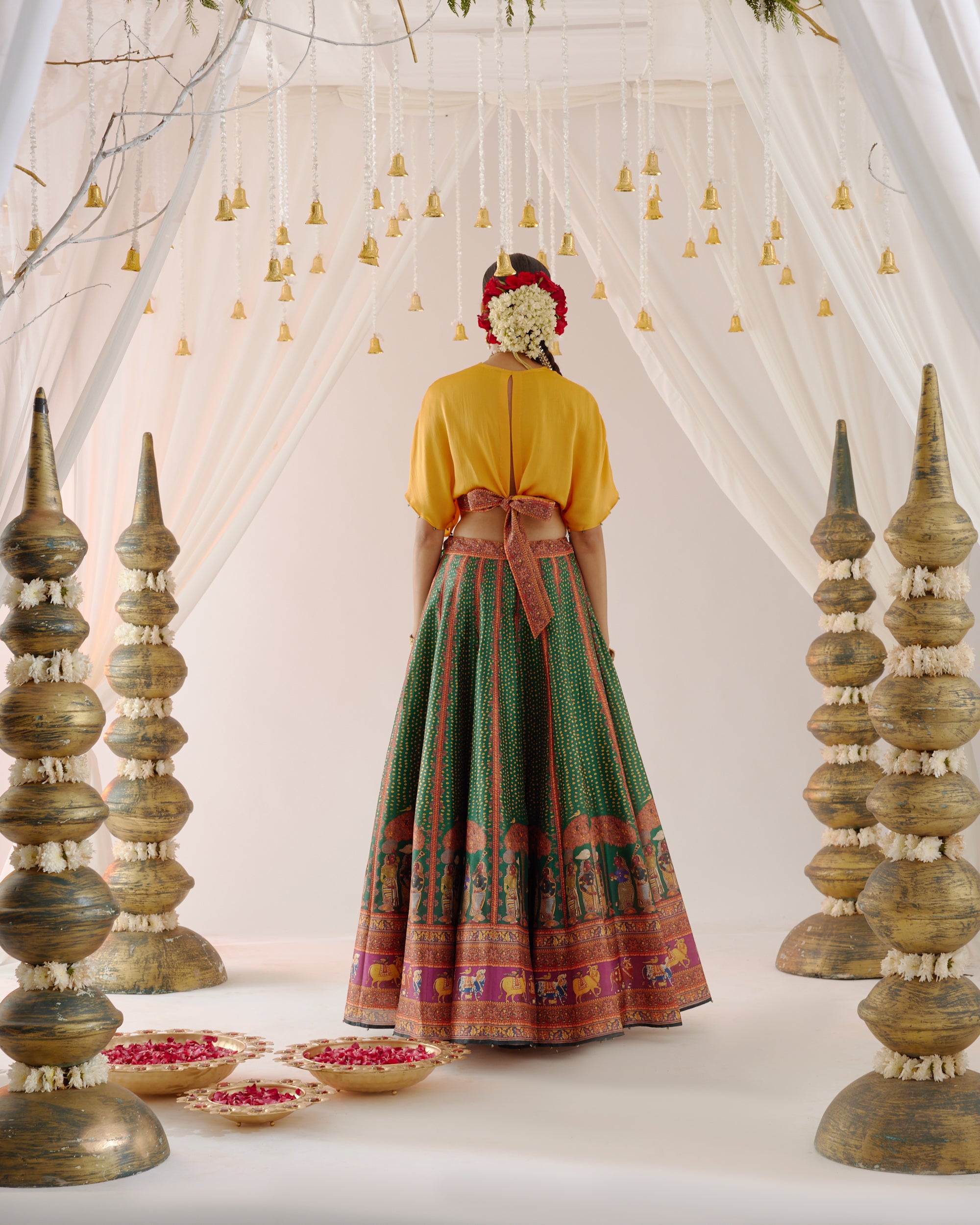 Vrindavan : Neerja Leela - Emerald/Mustard