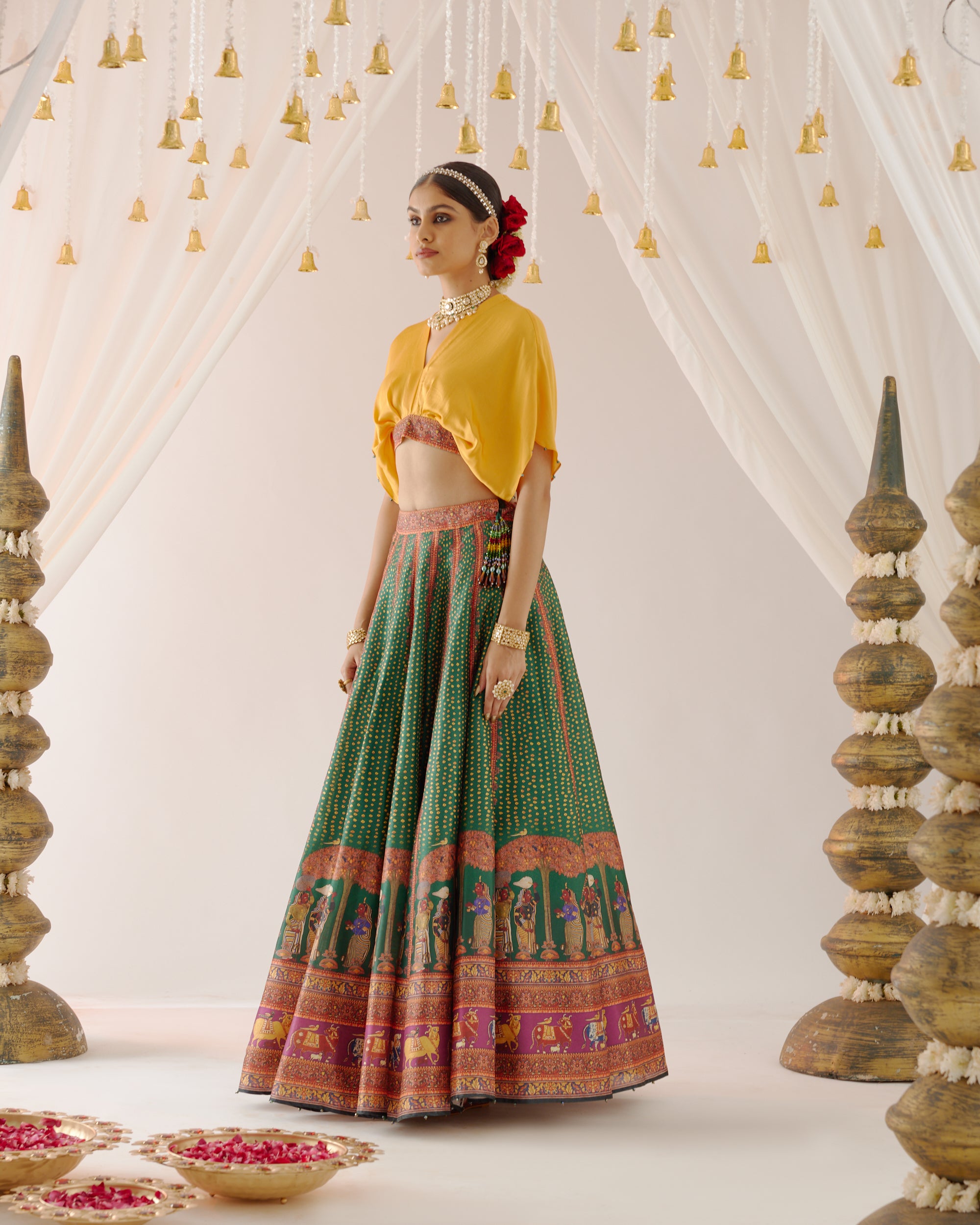 Vrindavan : Neerja Leela - Emerald/Mustard