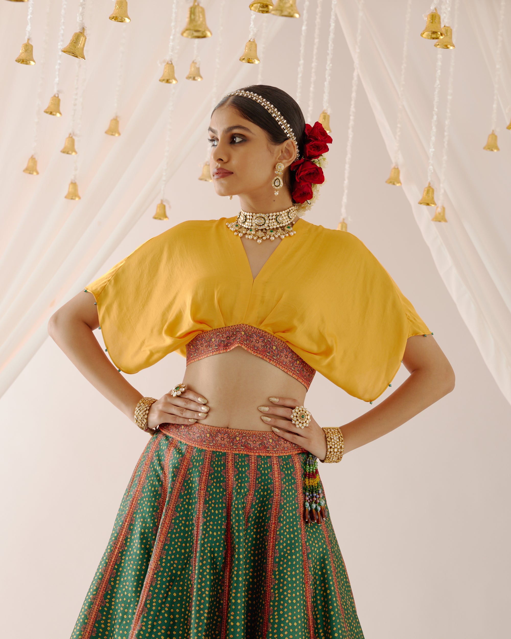 Vrindavan : Neerja Leela - Emerald/Mustard