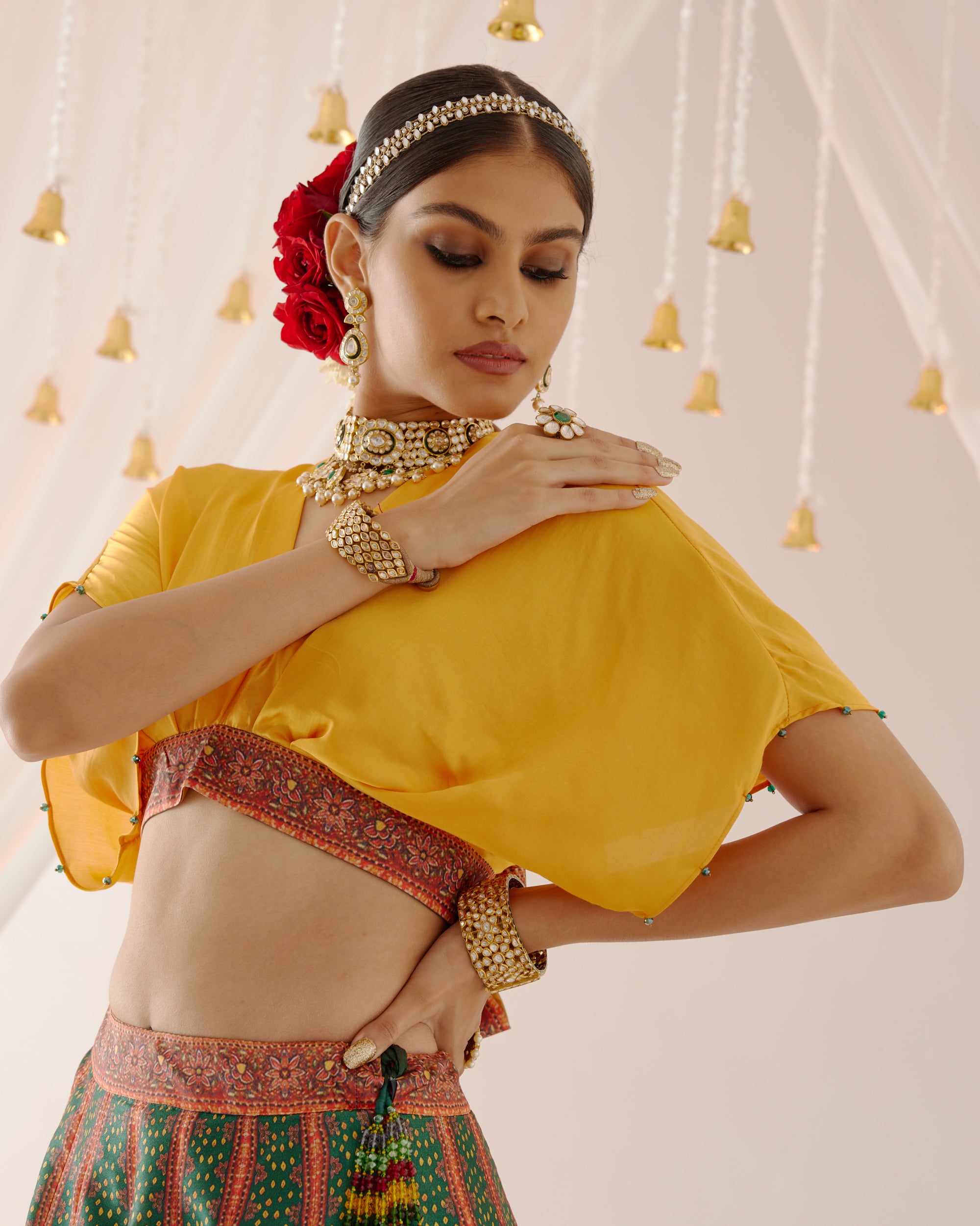 Vrindavan : Neerja Leela - Emerald/Mustard