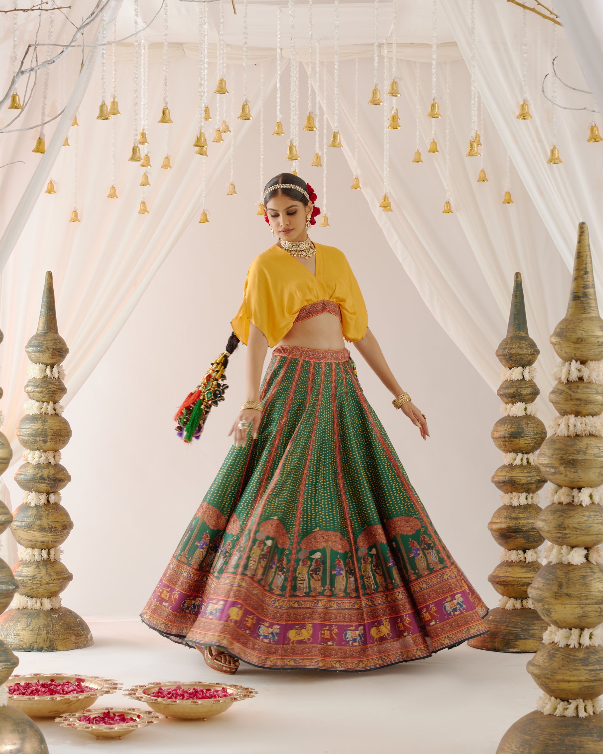 Vrindavan : Neerja Leela - Emerald/Mustard