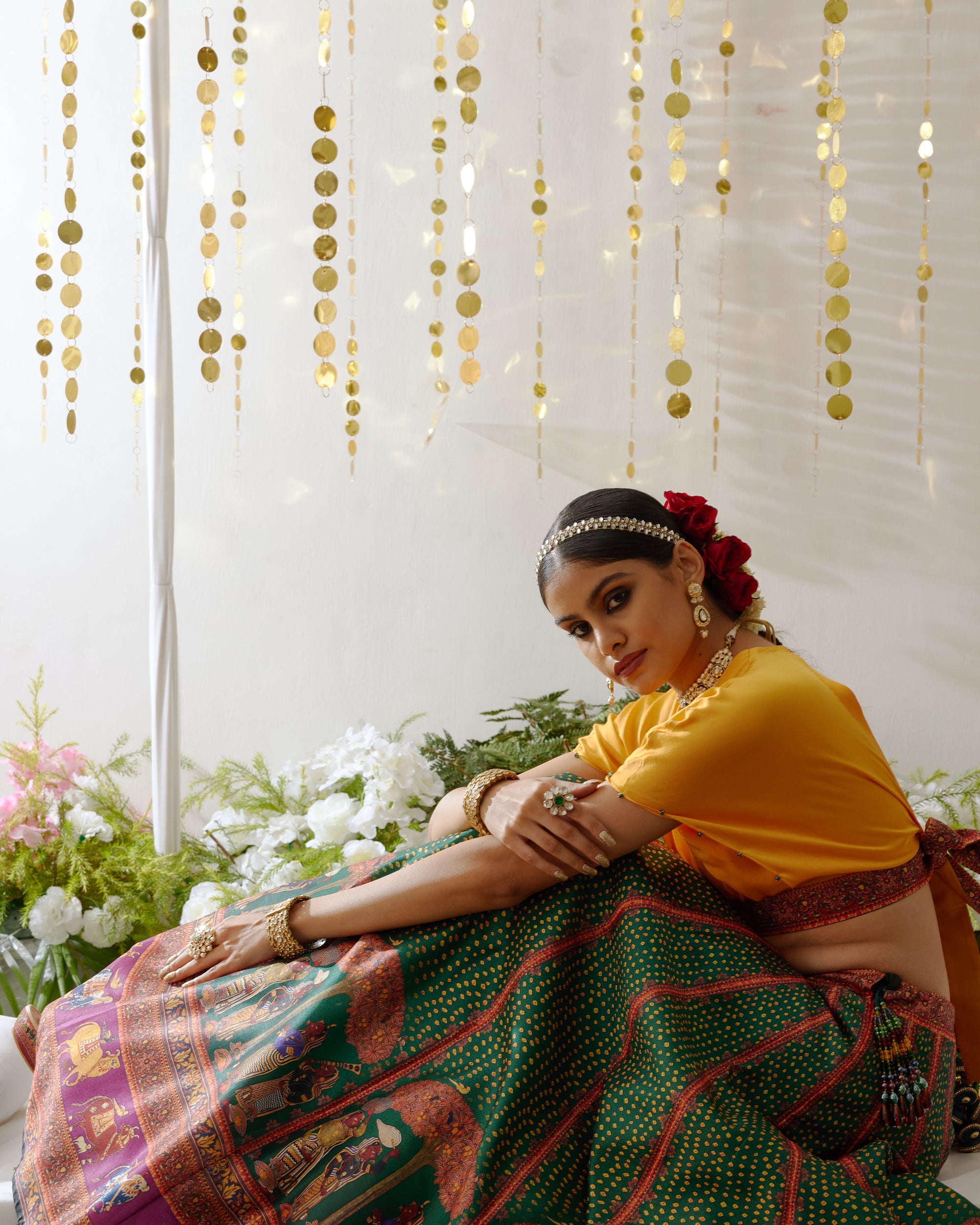 Vrindavan : Neerja Leela - Emerald/Mustard