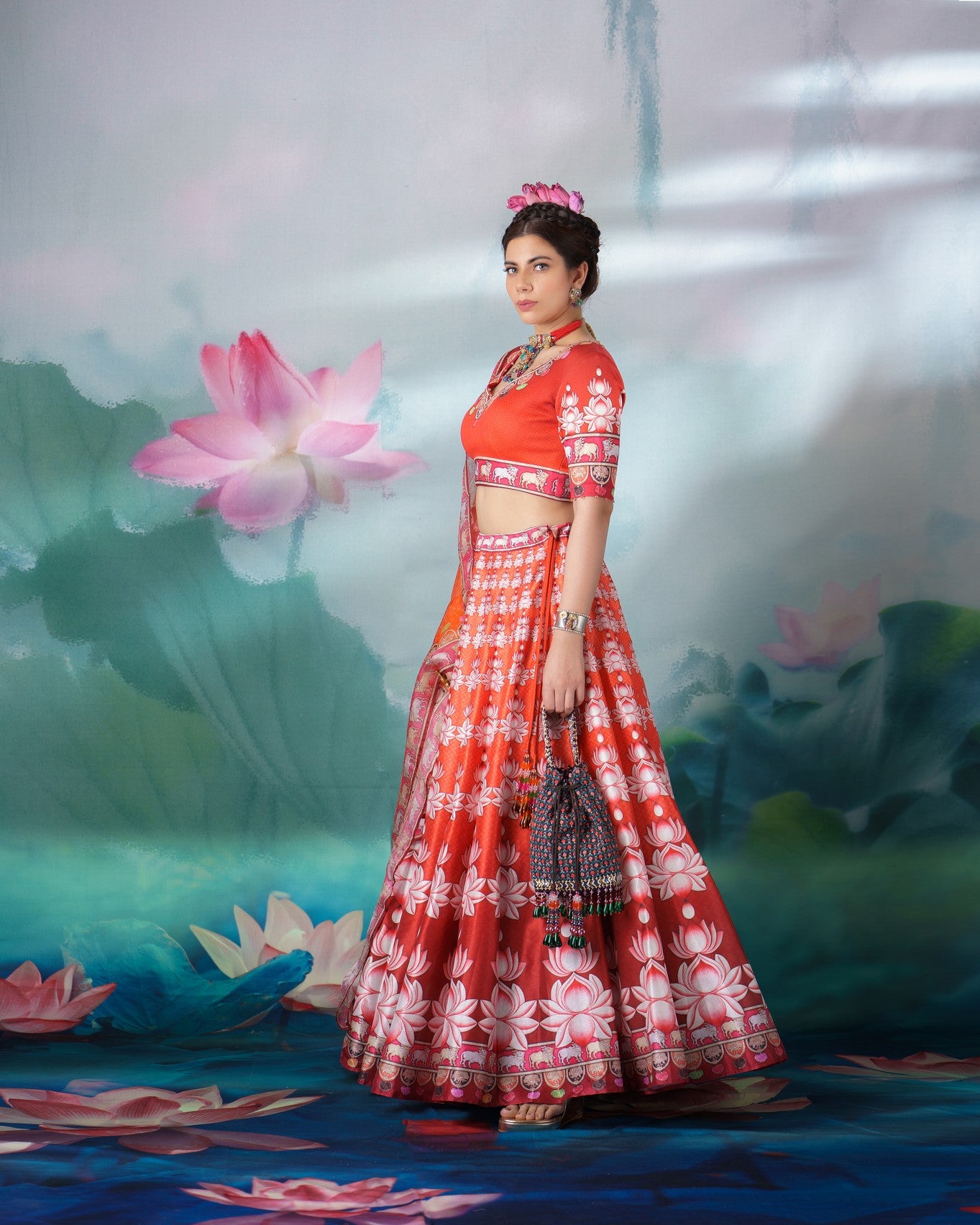 Pichwai : Leela - Rust/Red