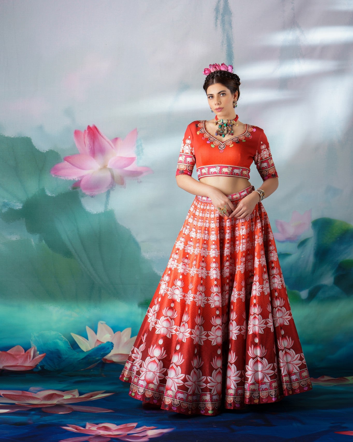 Pichwai : Leela - Rust/Red