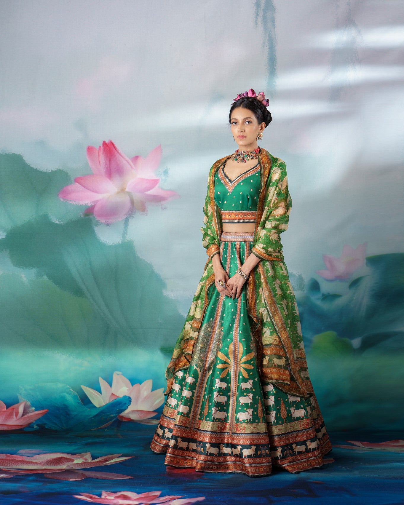Pichwai : Leela - Emerald