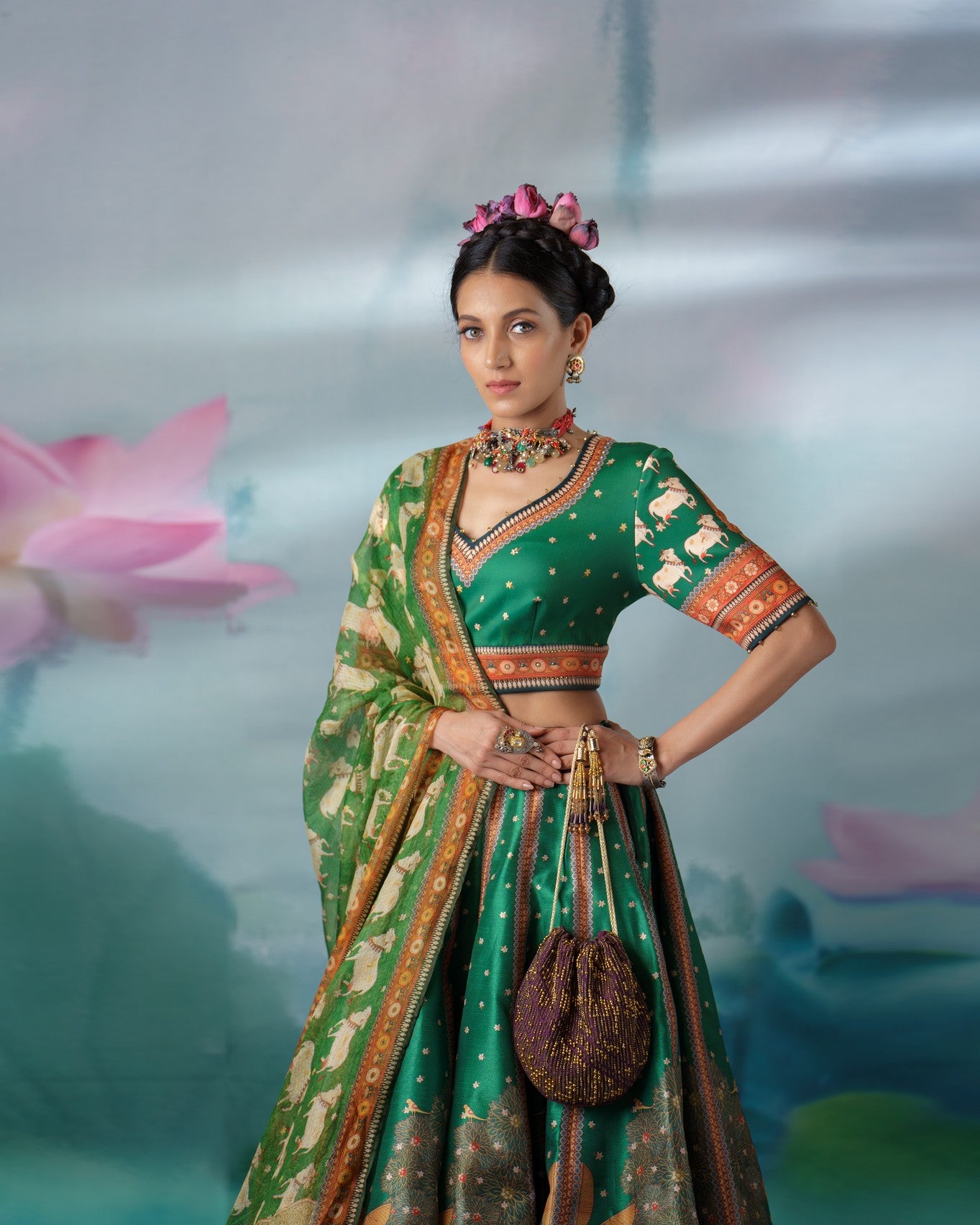 Pichwai : Leela - Emerald