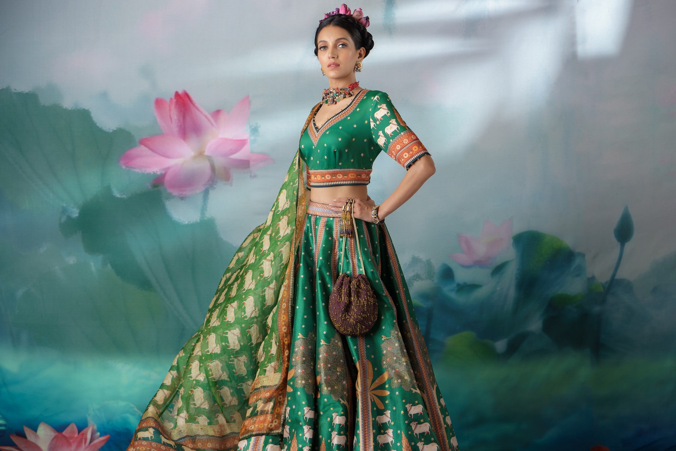 Pichwai : Leela - Emerald