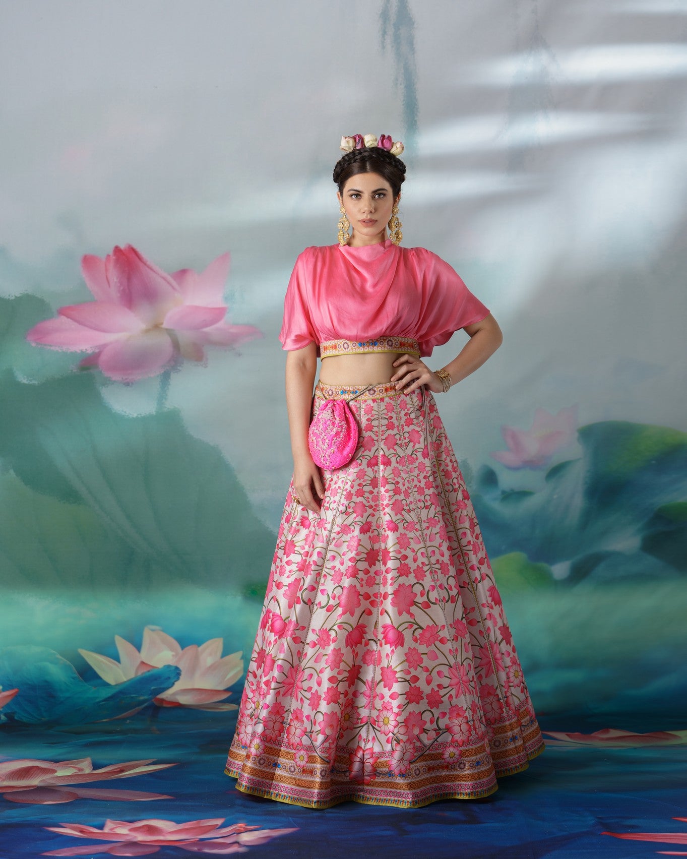 Pichwai : Varsha Leela - Pink/Beige