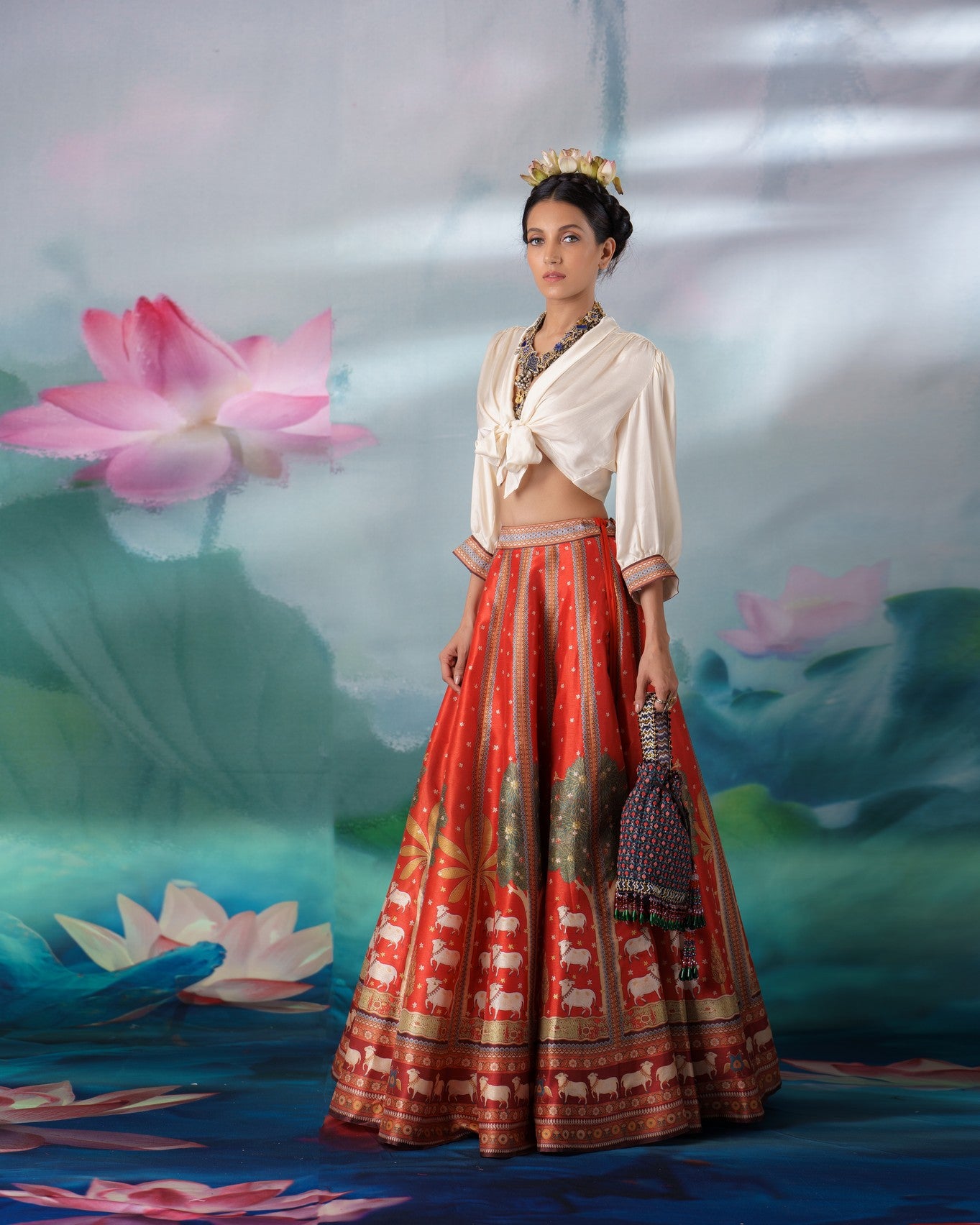Pichwai : Rubali Leela - Ivory/Rust