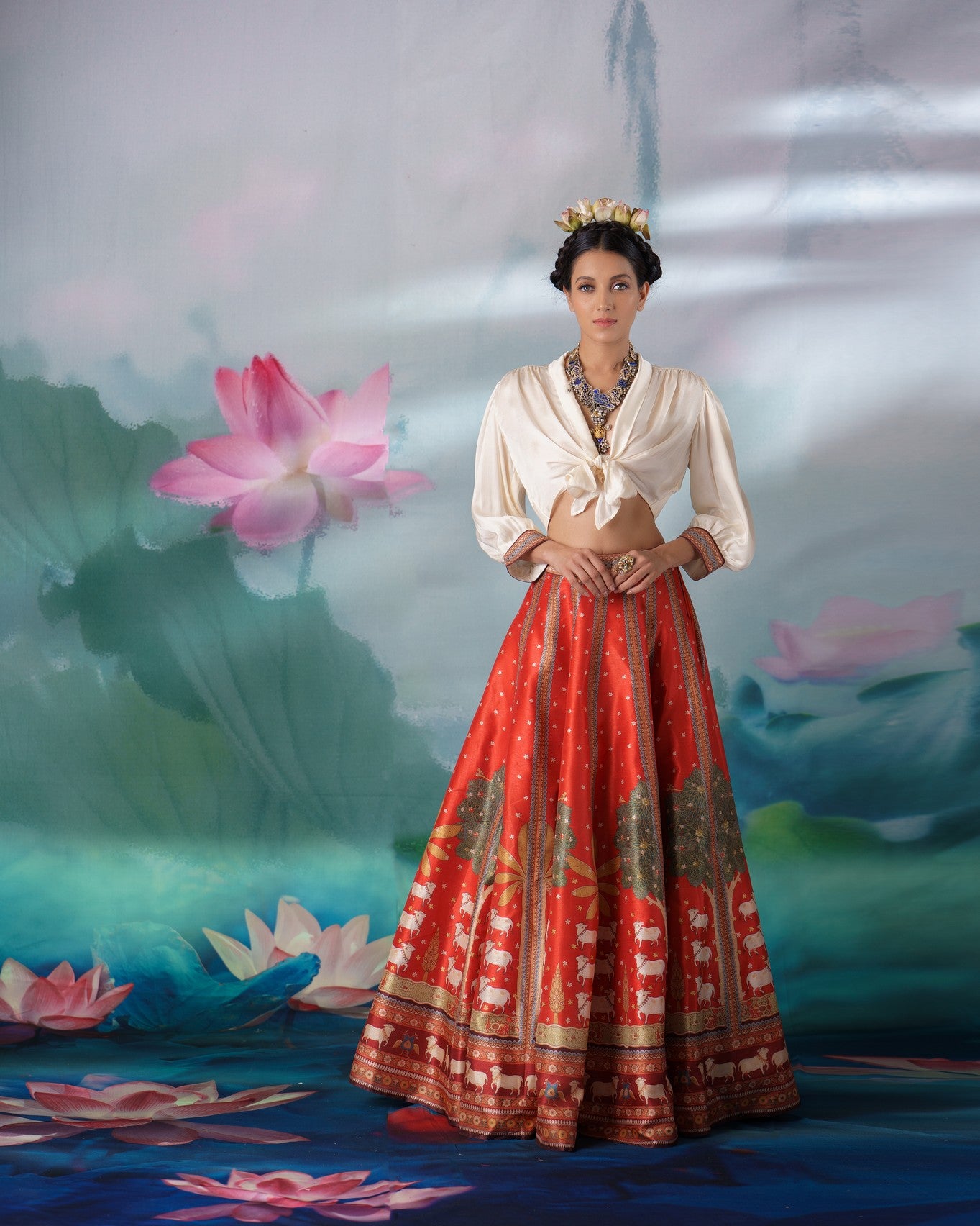Pichwai : Rubali Leela - Ivory/Rust